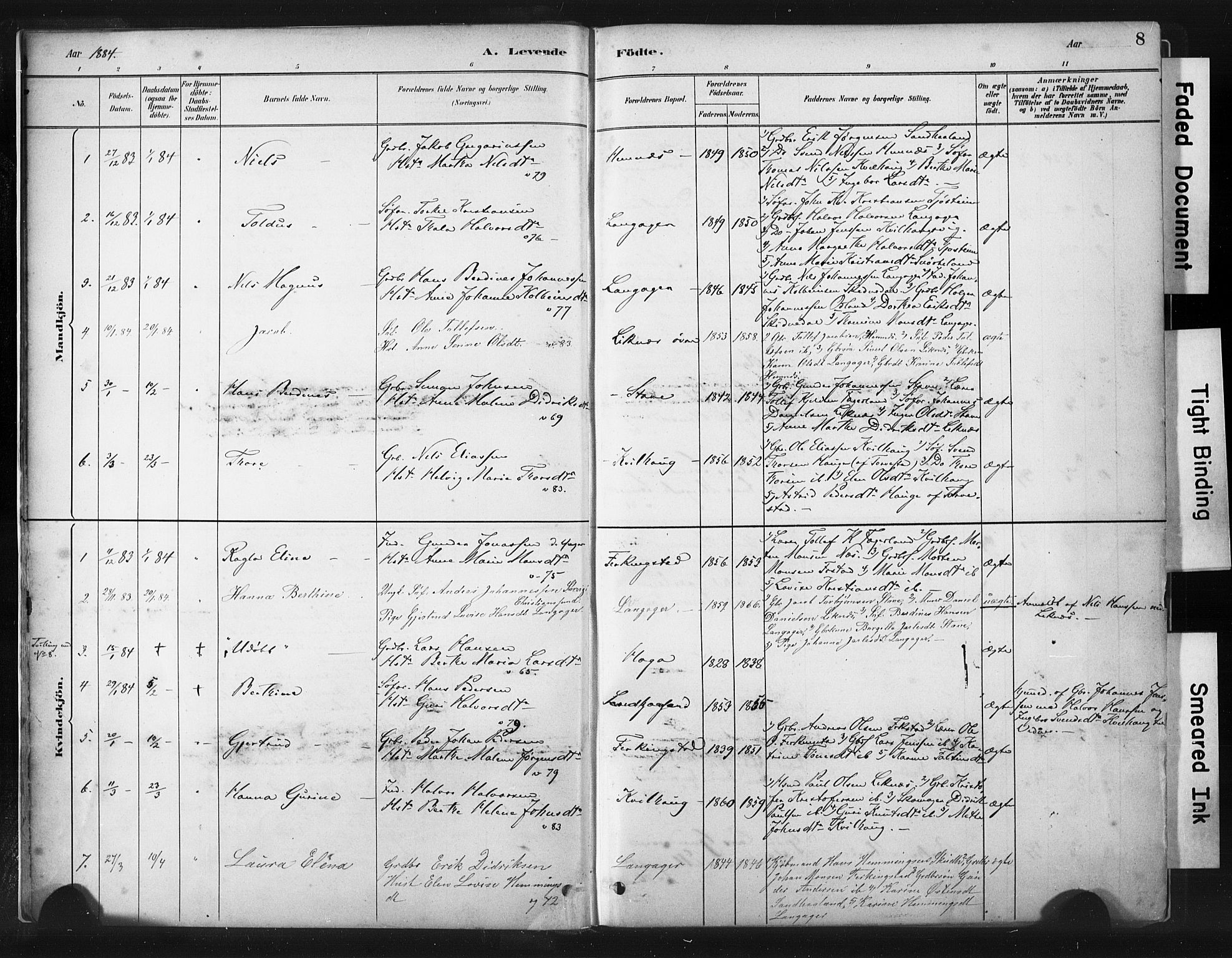 Skudenes sokneprestkontor, AV/SAST-A -101849/H/Ha/Haa/L0010: Parish register (official) no. A 7, 1882-1912, p. 8