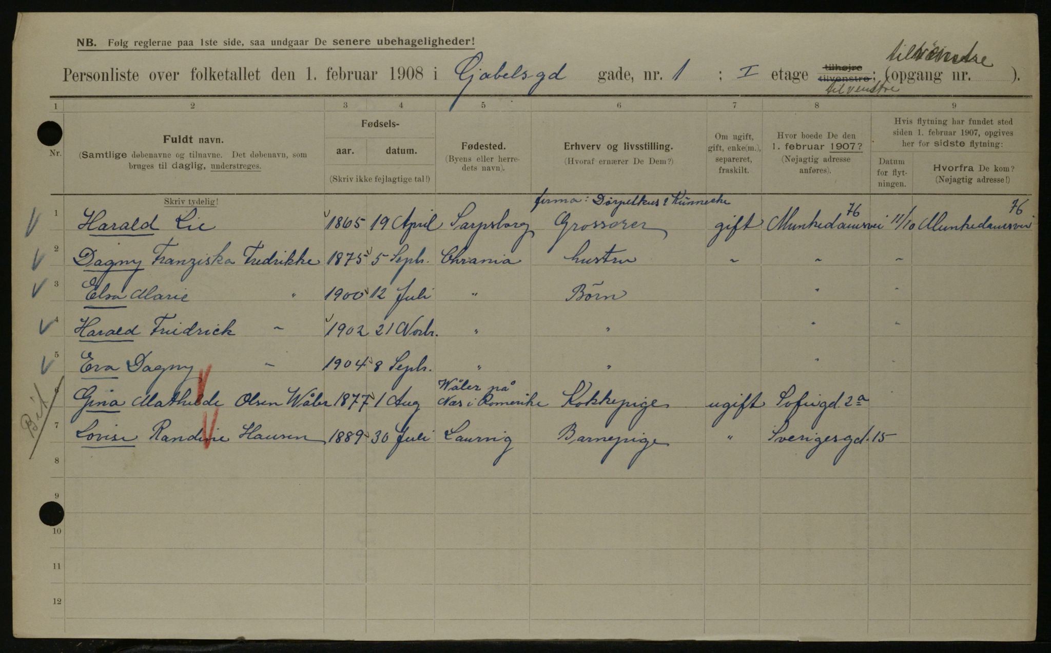 OBA, Municipal Census 1908 for Kristiania, 1908, p. 25714