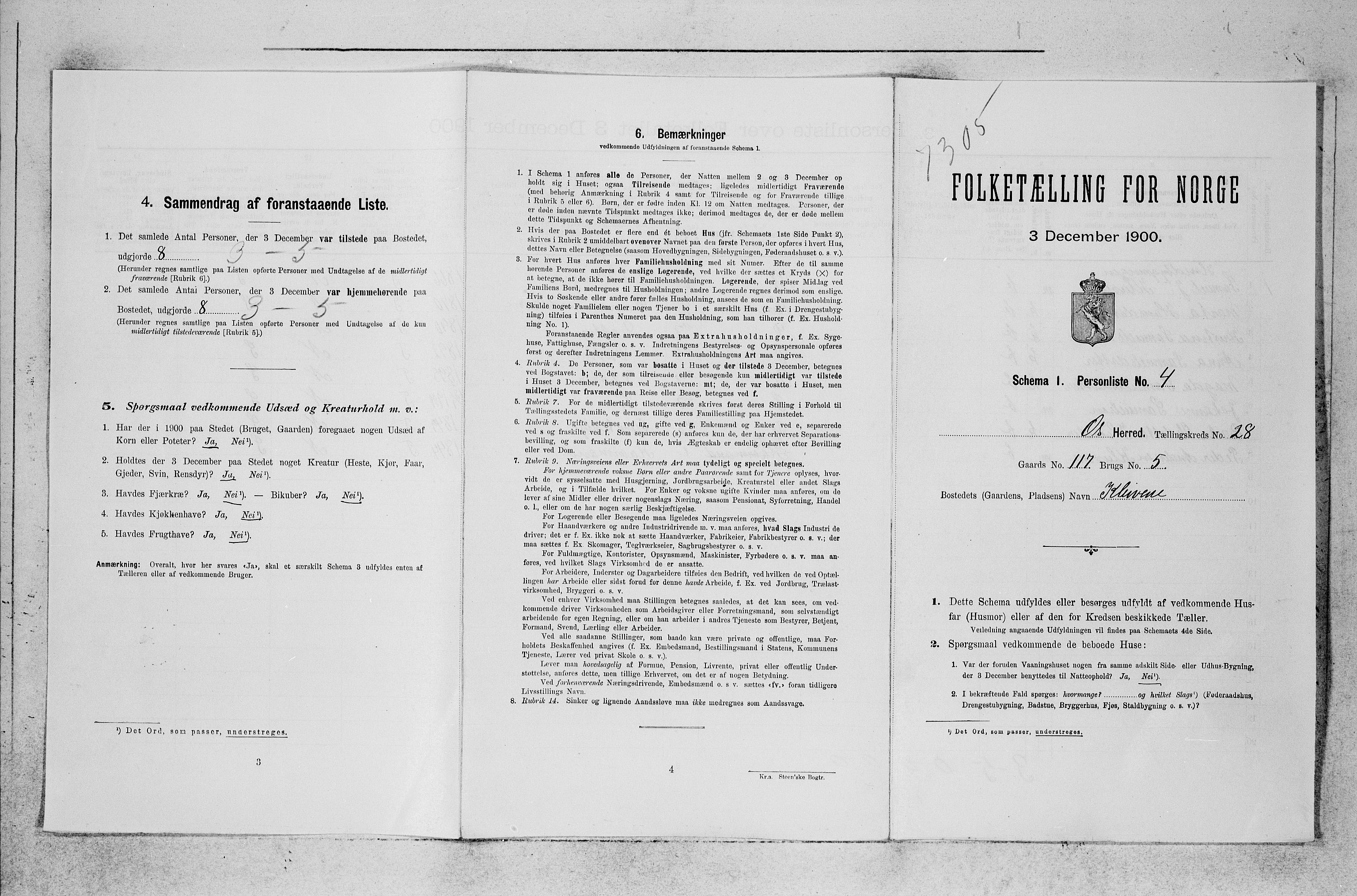 SAB, 1900 census for Os, 1900, p. 1609