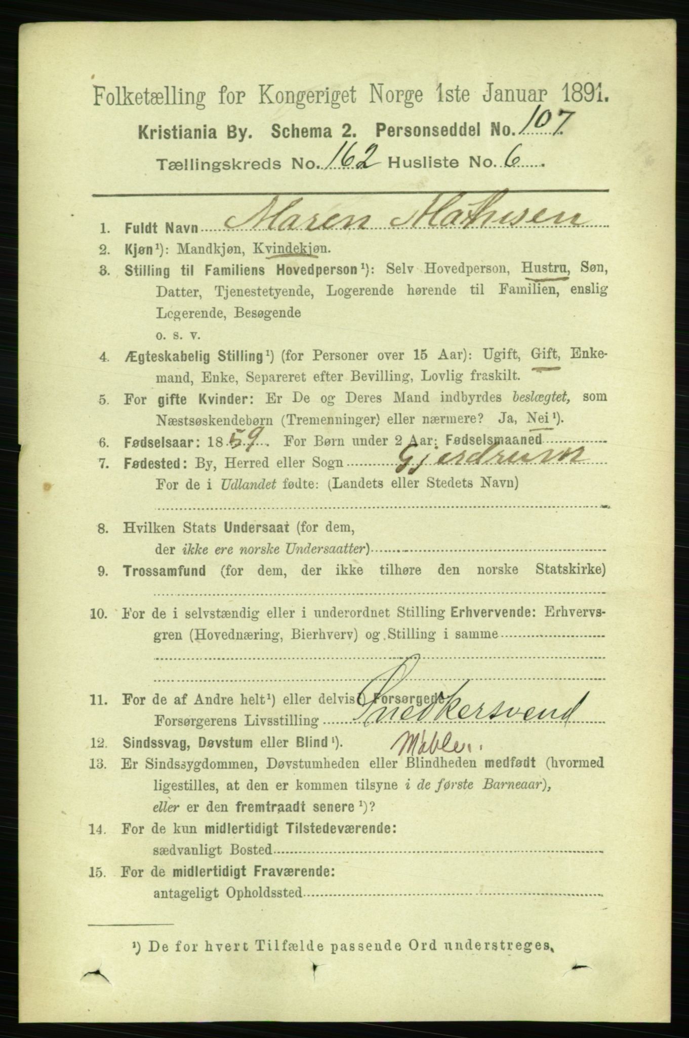 RA, 1891 census for 0301 Kristiania, 1891, p. 93121