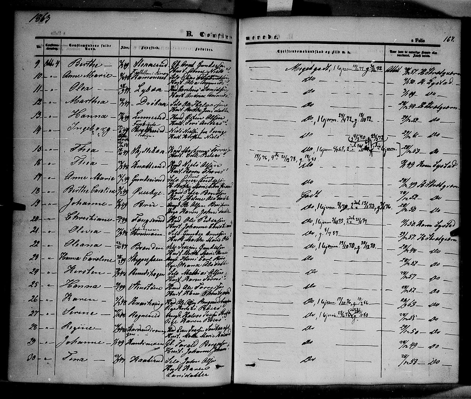 Våler prestekontor, Hedmark, SAH/PREST-040/H/Ha/Haa/L0001: Parish register (official) no. 1, 1849-1878, p. 167