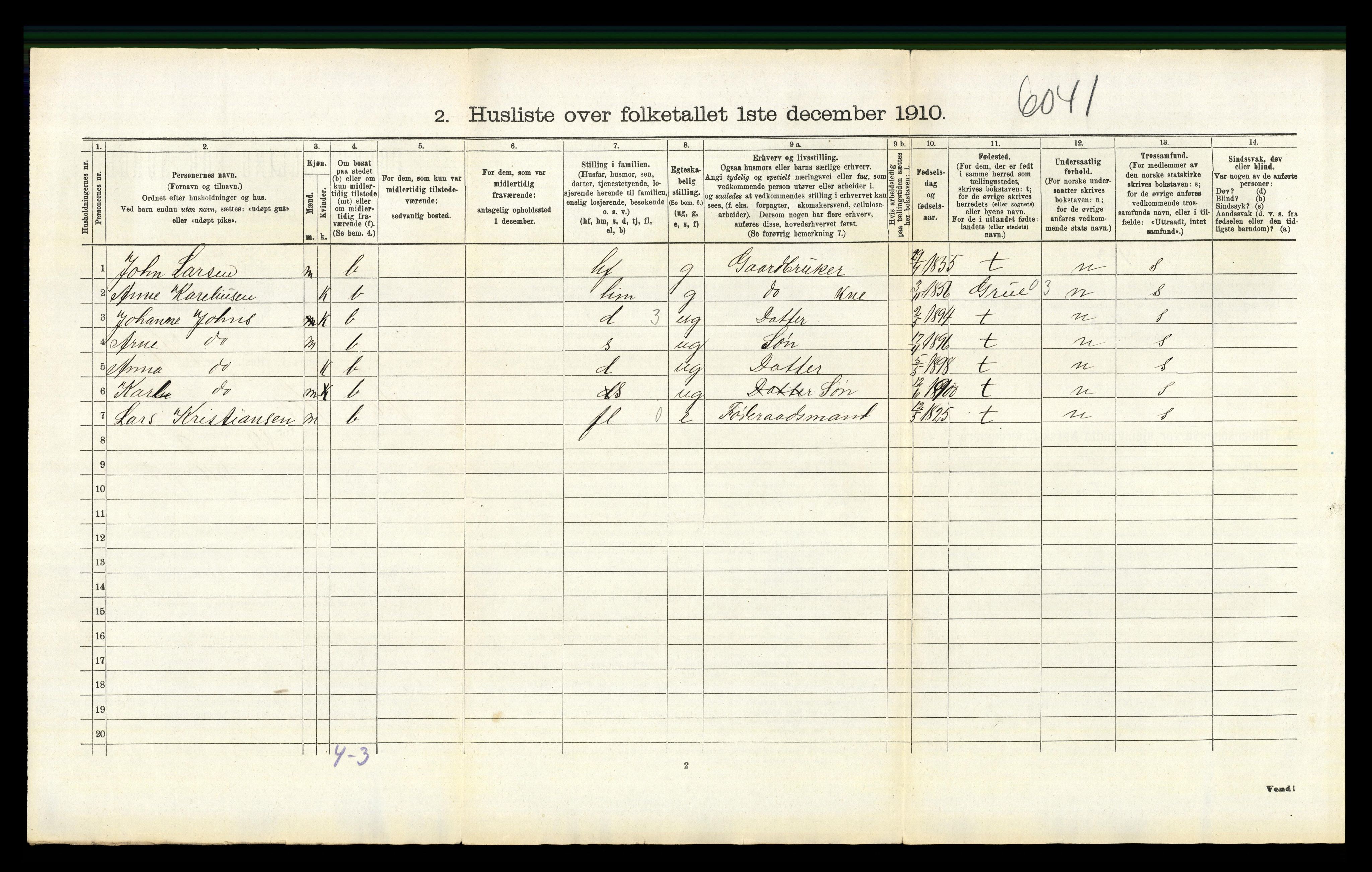 RA, 1910 census for Hof, 1910, p. 1029