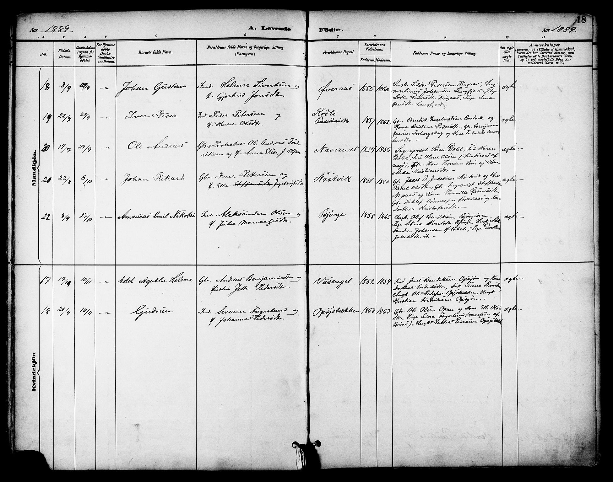 Ministerialprotokoller, klokkerbøker og fødselsregistre - Nordland, AV/SAT-A-1459/814/L0226: Parish register (official) no. 814A07, 1886-1898, p. 18