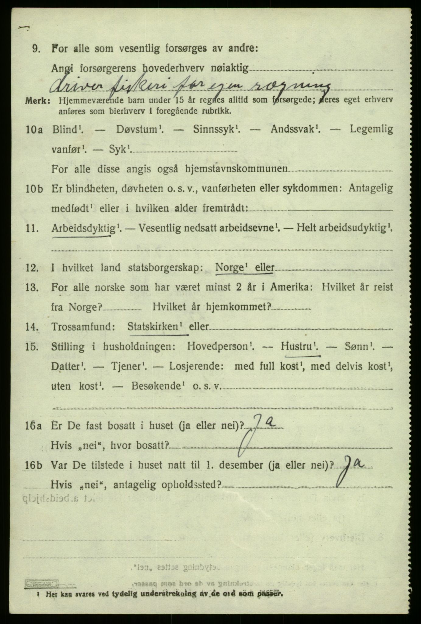 SAB, 1920 census for Austrheim, 1920, p. 5415