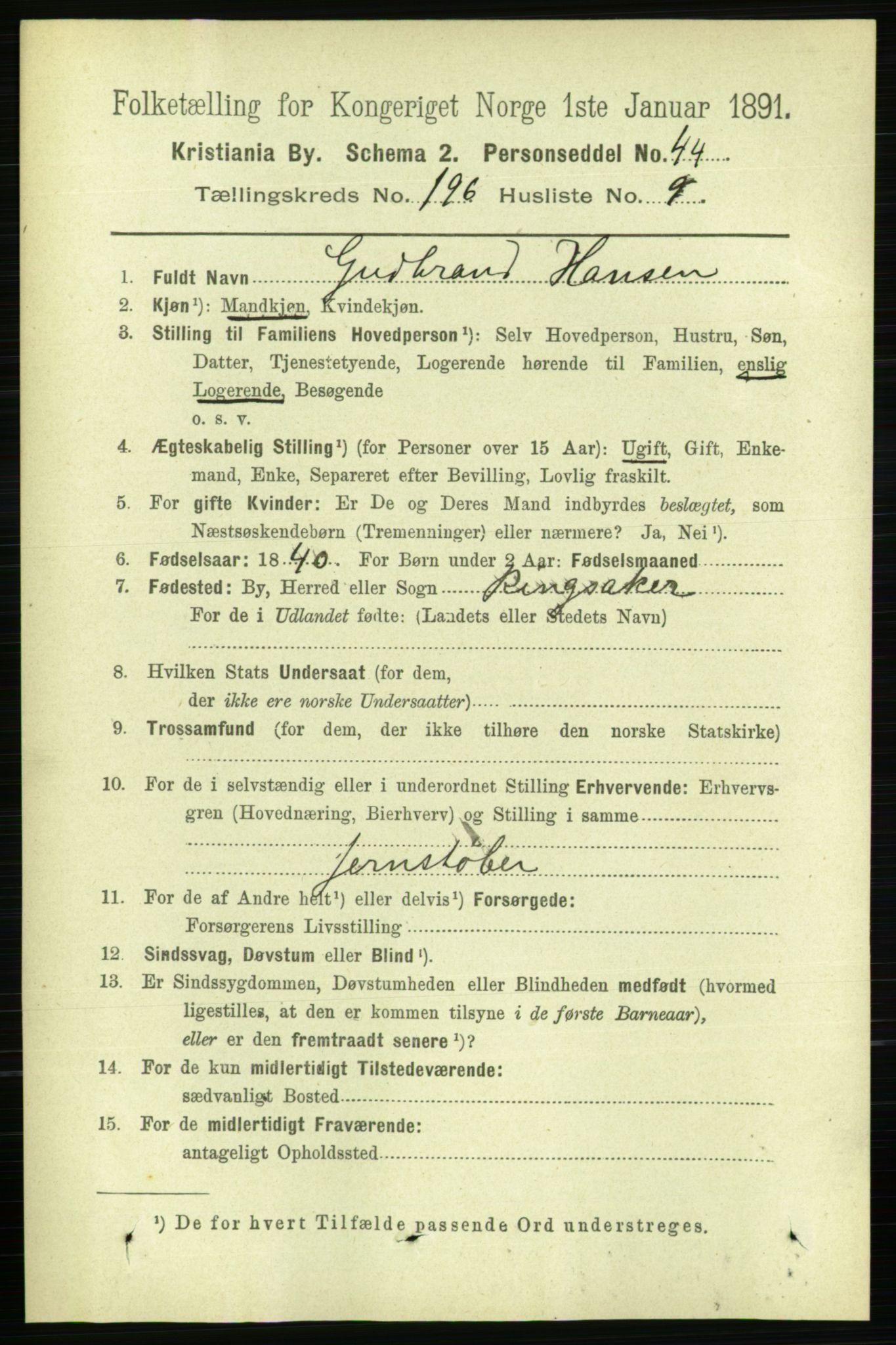 RA, 1891 census for 0301 Kristiania, 1891, p. 118643