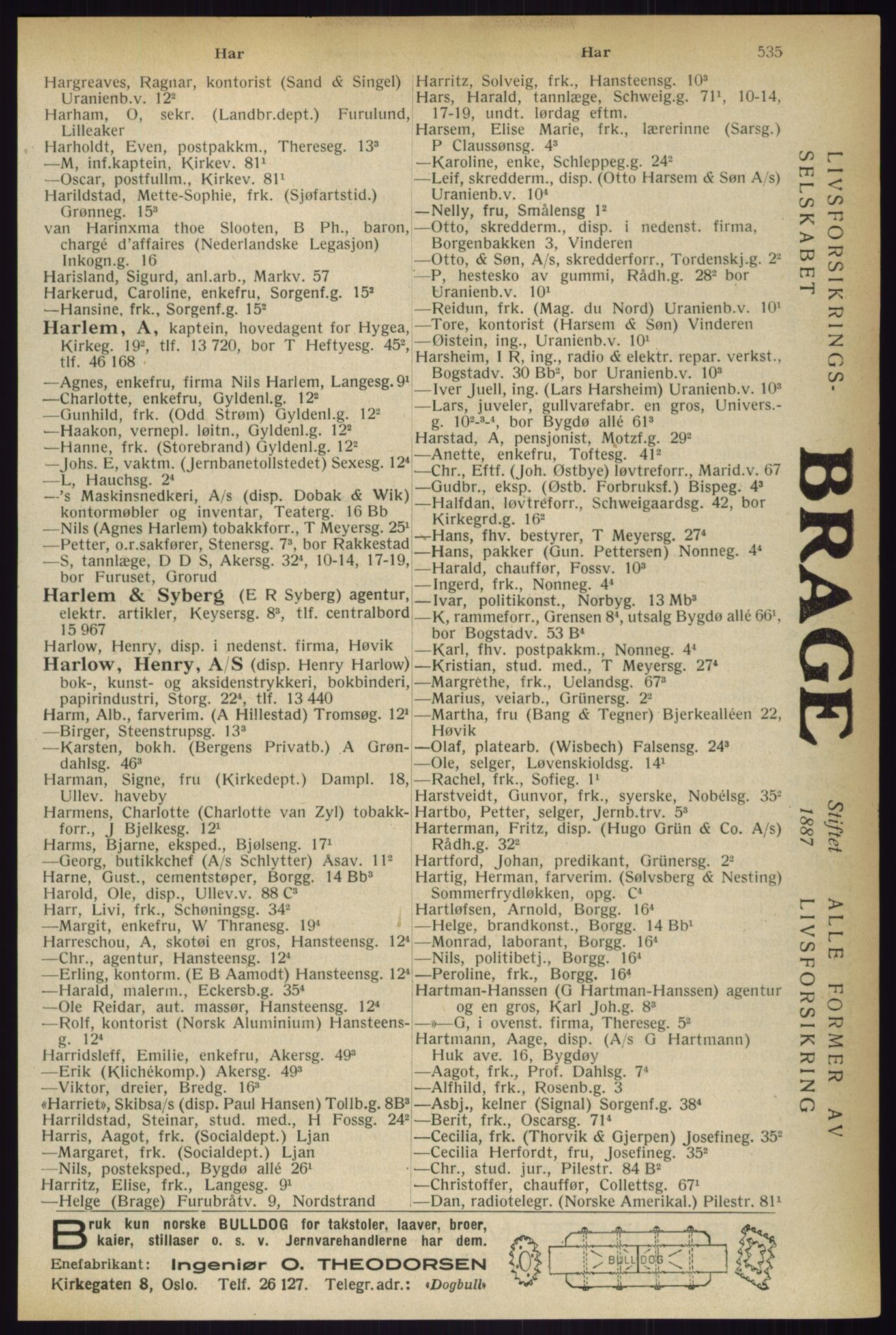 Kristiania/Oslo adressebok, PUBL/-, 1933, p. 535