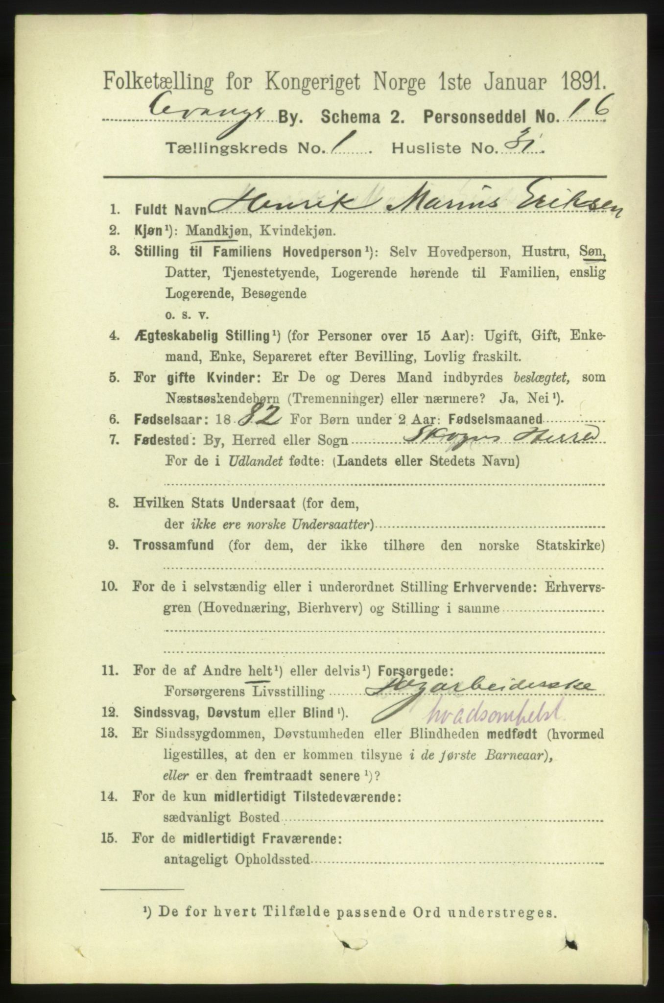 RA, 1891 census for 1701 Levanger, 1891, p. 406