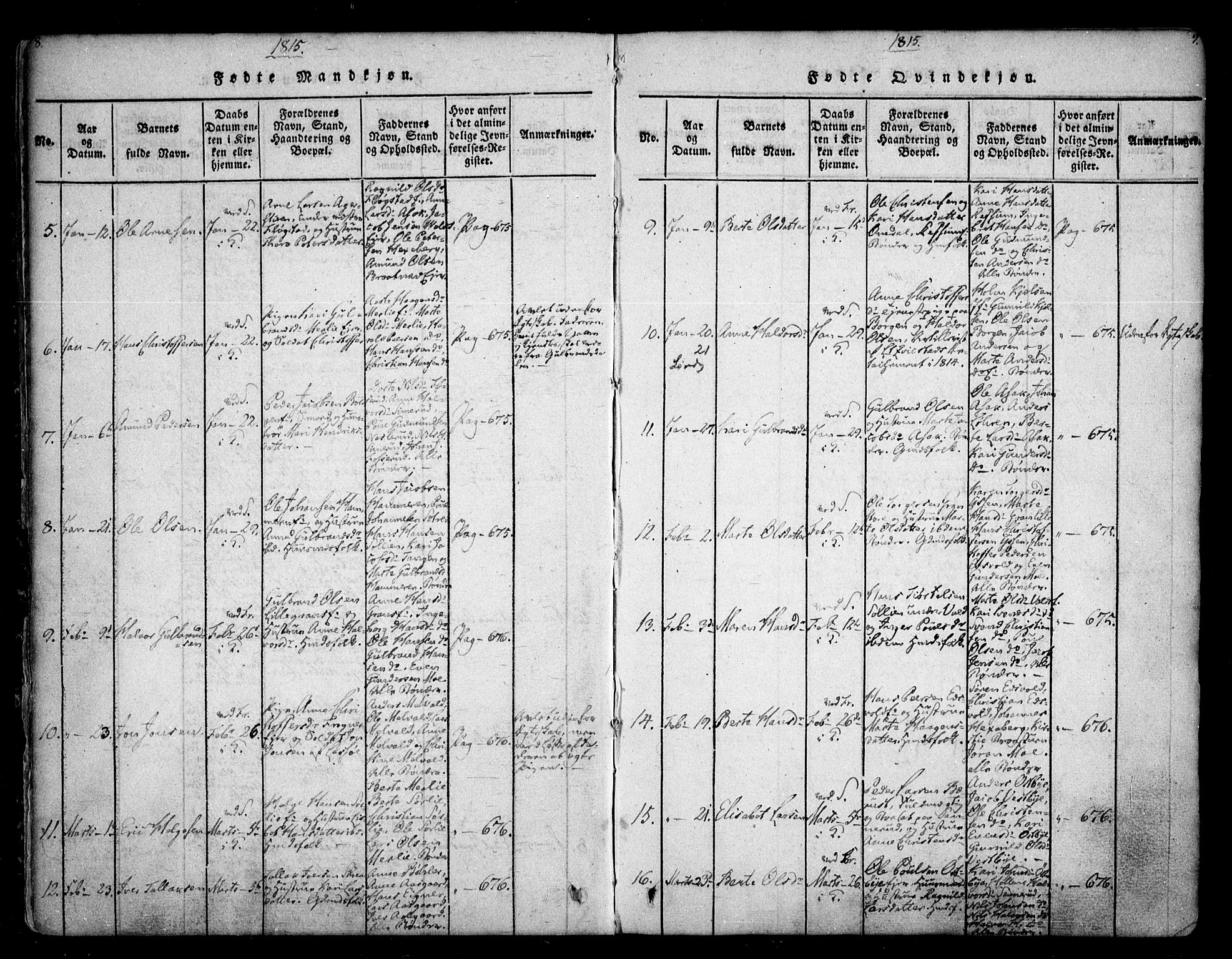 Sørum prestekontor Kirkebøker, SAO/A-10303/F/Fa/L0003: Parish register (official) no. I 3, 1814-1829, p. 8-9