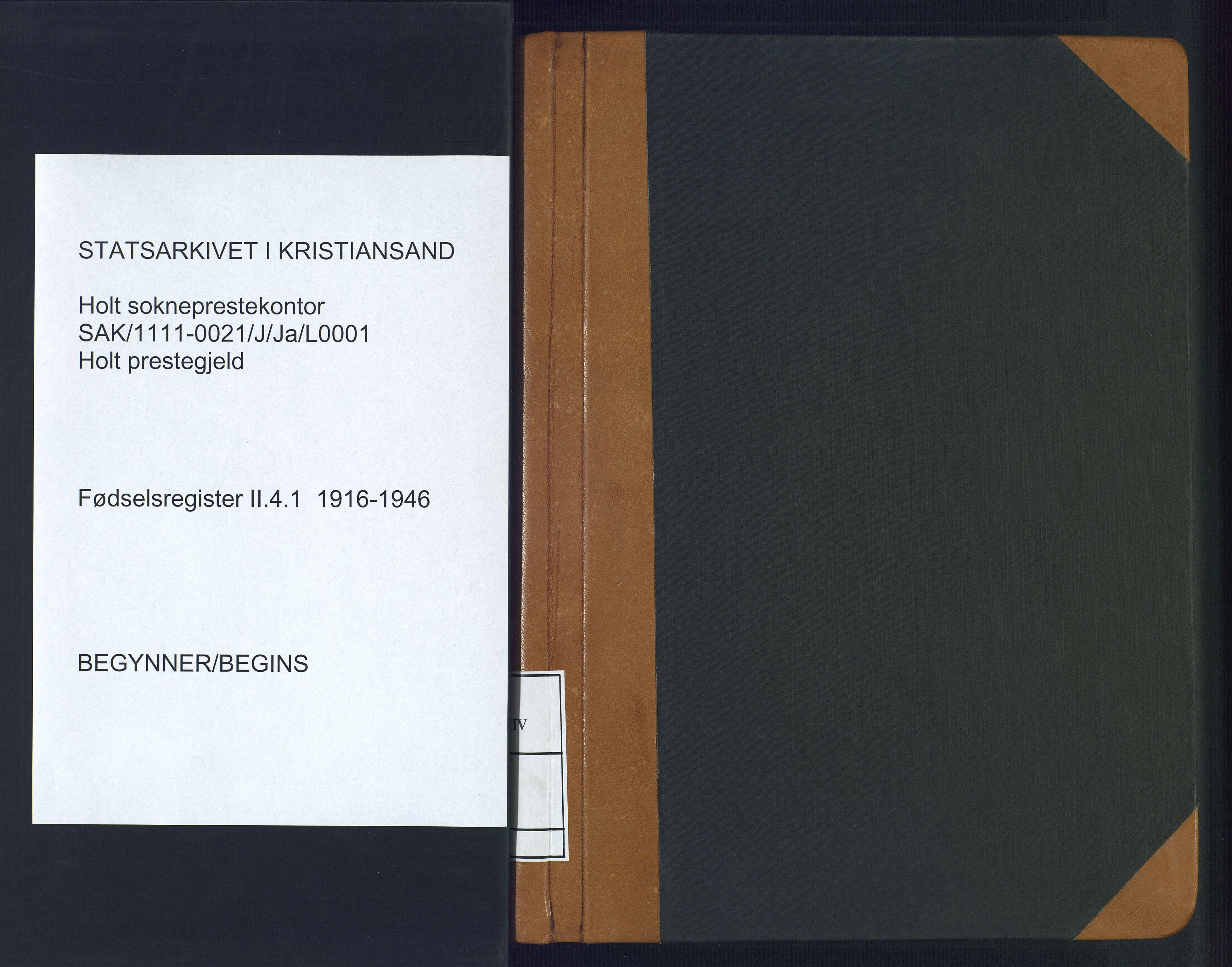 Holt sokneprestkontor, SAK/1111-0021/J/Ja/L0001: Birth register no. II.4.1, 1916-1946