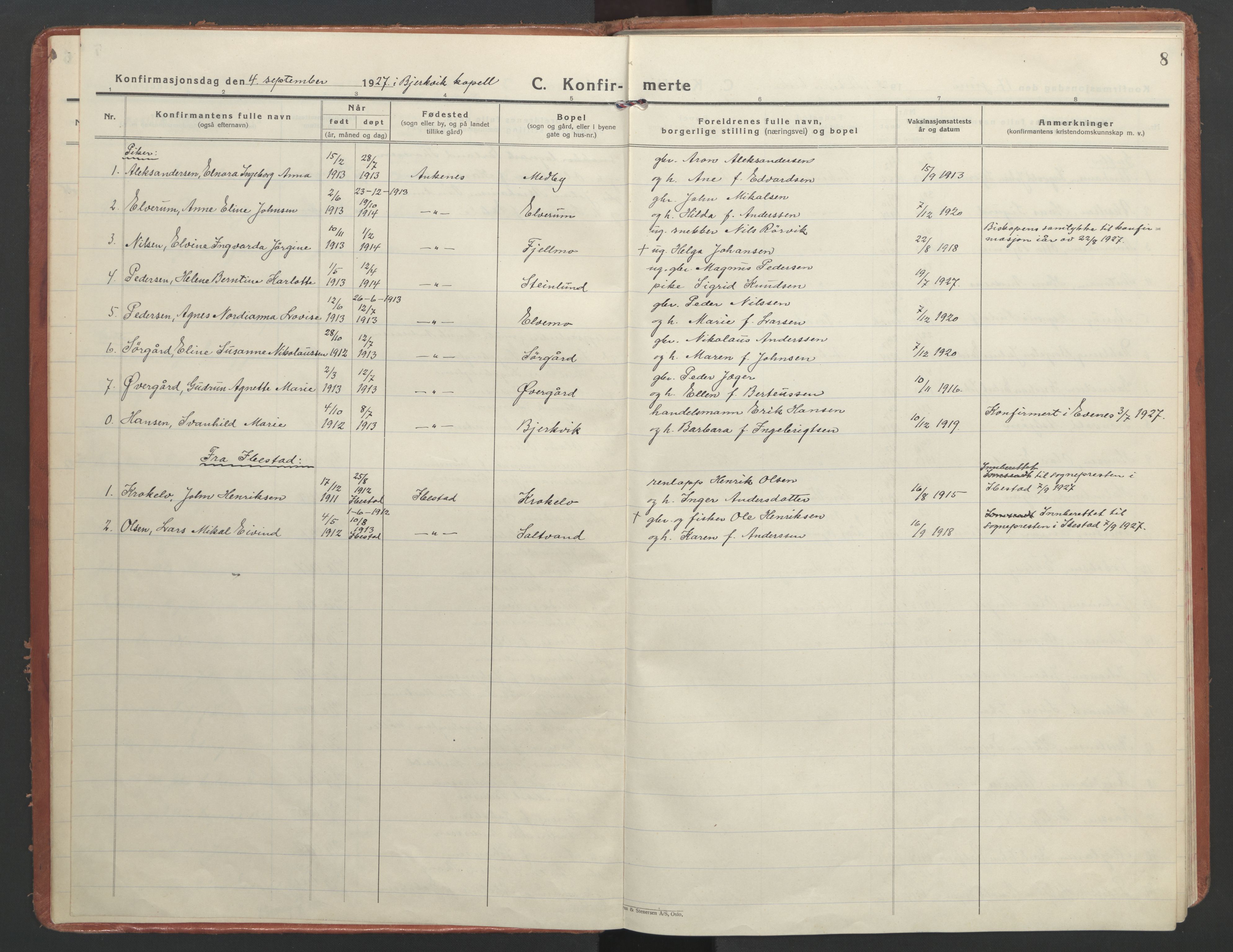 Ministerialprotokoller, klokkerbøker og fødselsregistre - Nordland, AV/SAT-A-1459/866/L0946: Parish register (official) no. 866A09, 1926-1944, p. 8