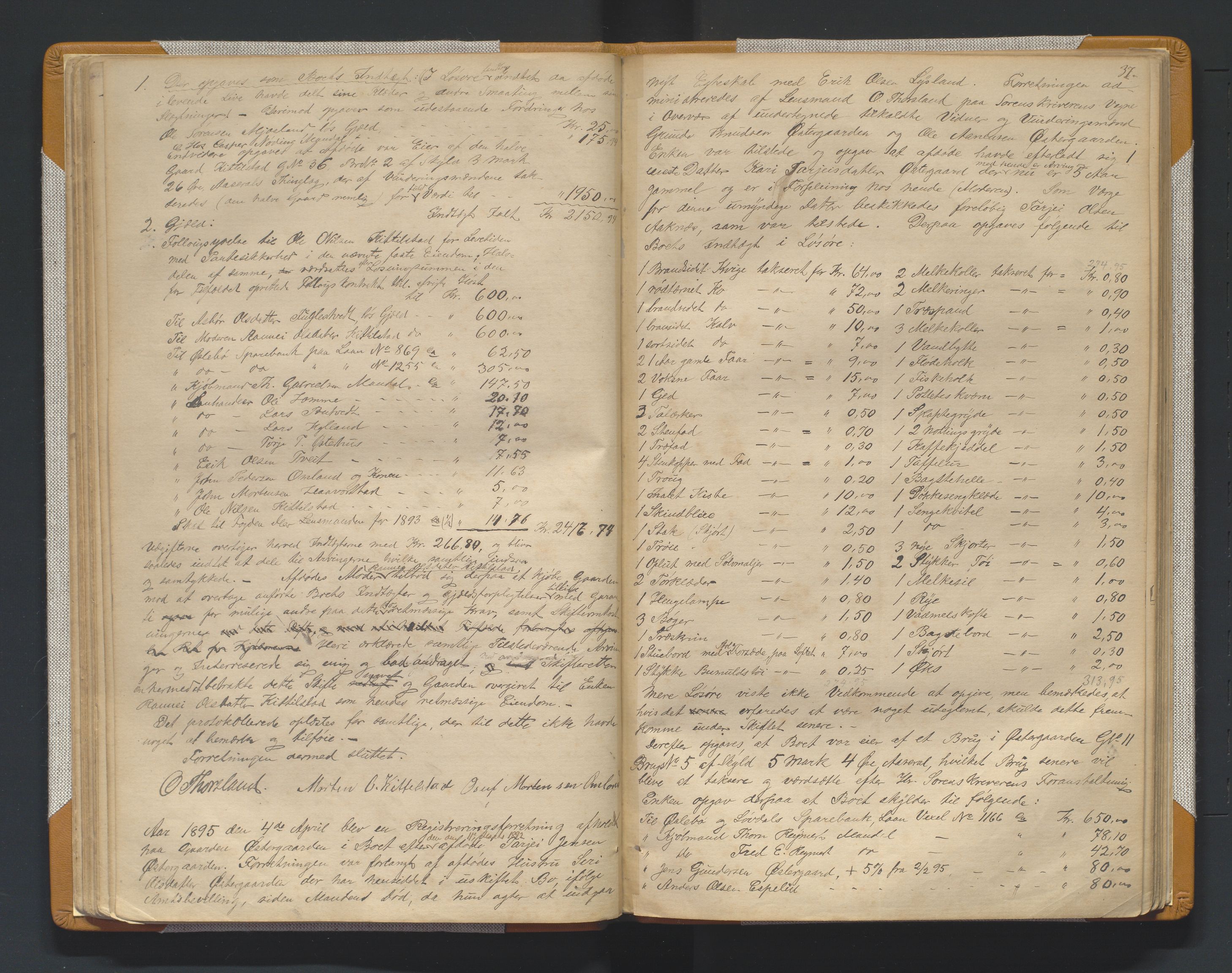 Mandal sorenskriveri, AV/SAK-1221-0005/001/H/Hc/L0061: Skifteregistreringsprotokoll nr 17 Åseral, 1876-1928, p. 37