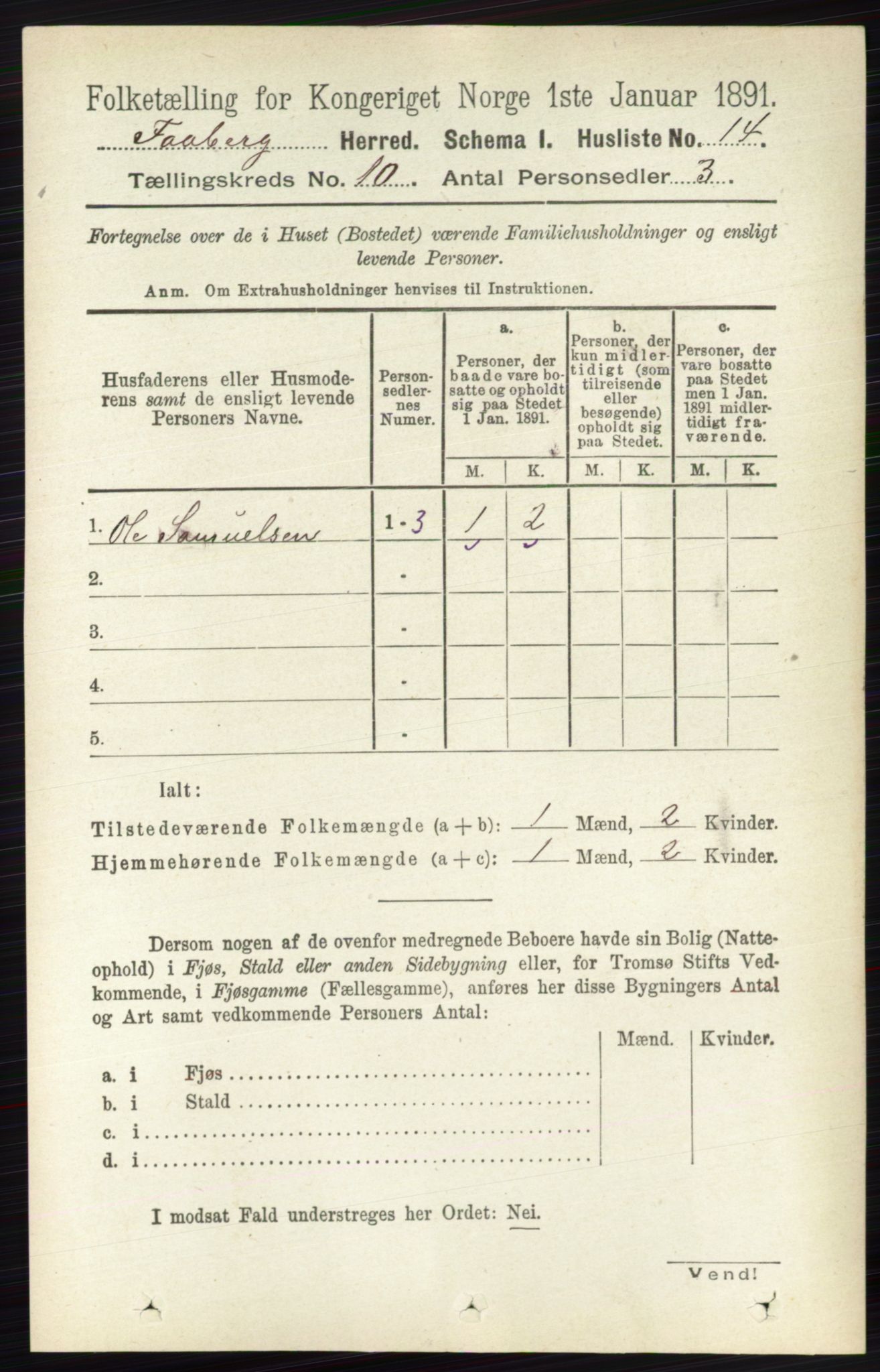 RA, 1891 census for 0524 Fåberg, 1891, p. 4052