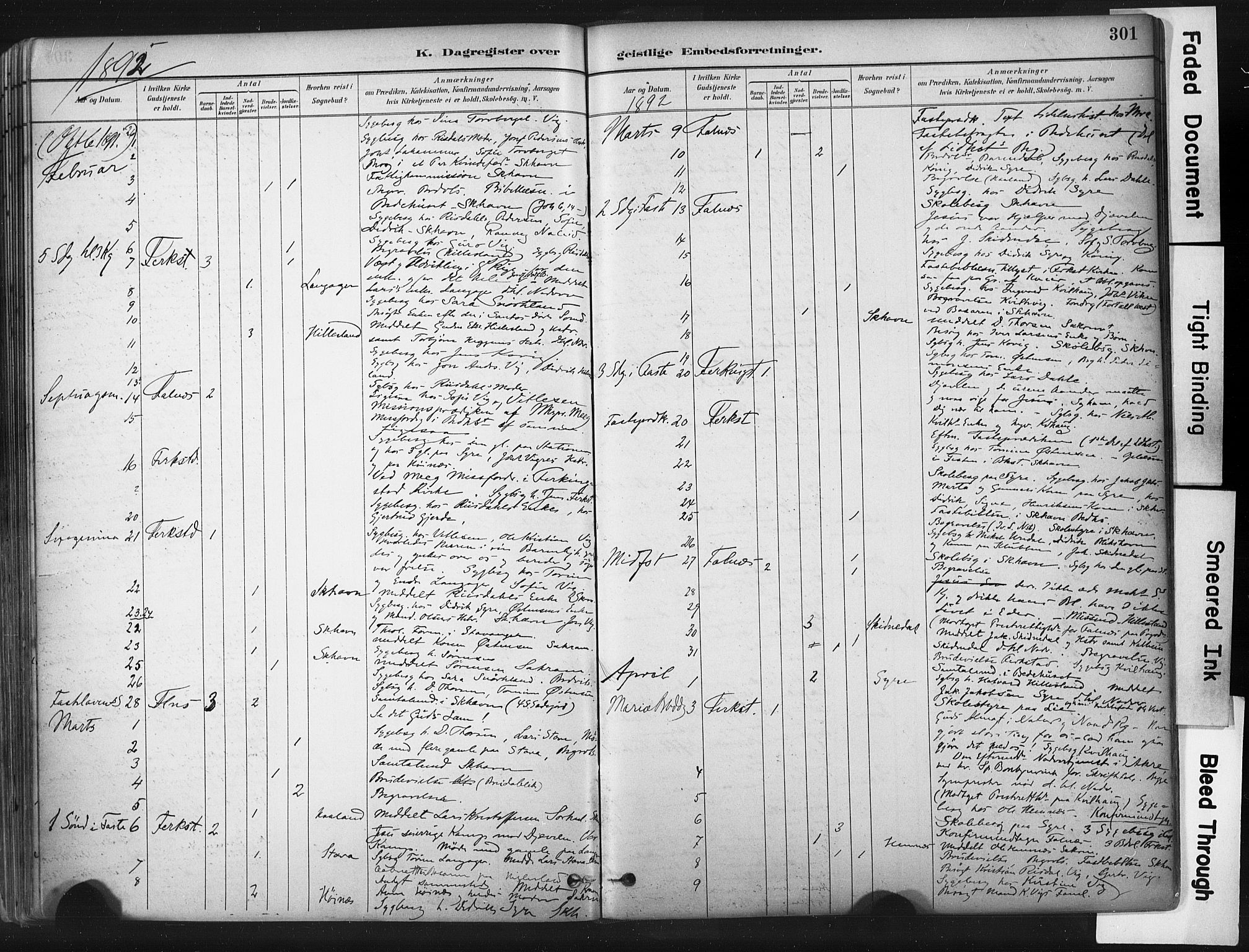 Skudenes sokneprestkontor, SAST/A -101849/H/Ha/Haa/L0009: Parish register (official) no. A 6, 1882-1912, p. 301