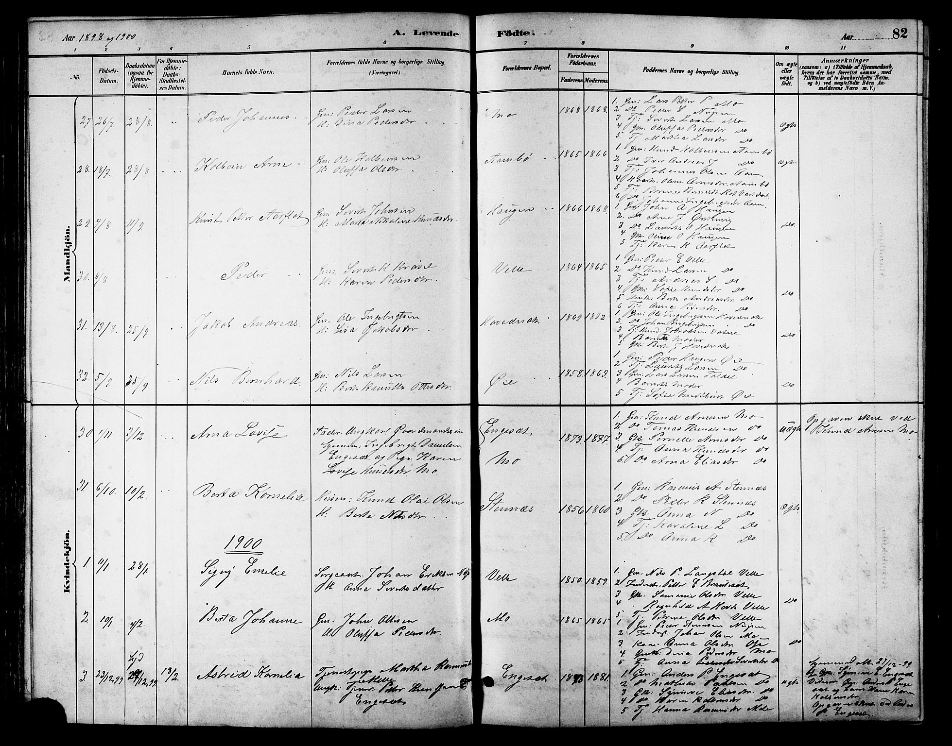 Ministerialprotokoller, klokkerbøker og fødselsregistre - Møre og Romsdal, SAT/A-1454/513/L0189: Parish register (copy) no. 513C03, 1883-1904, p. 82