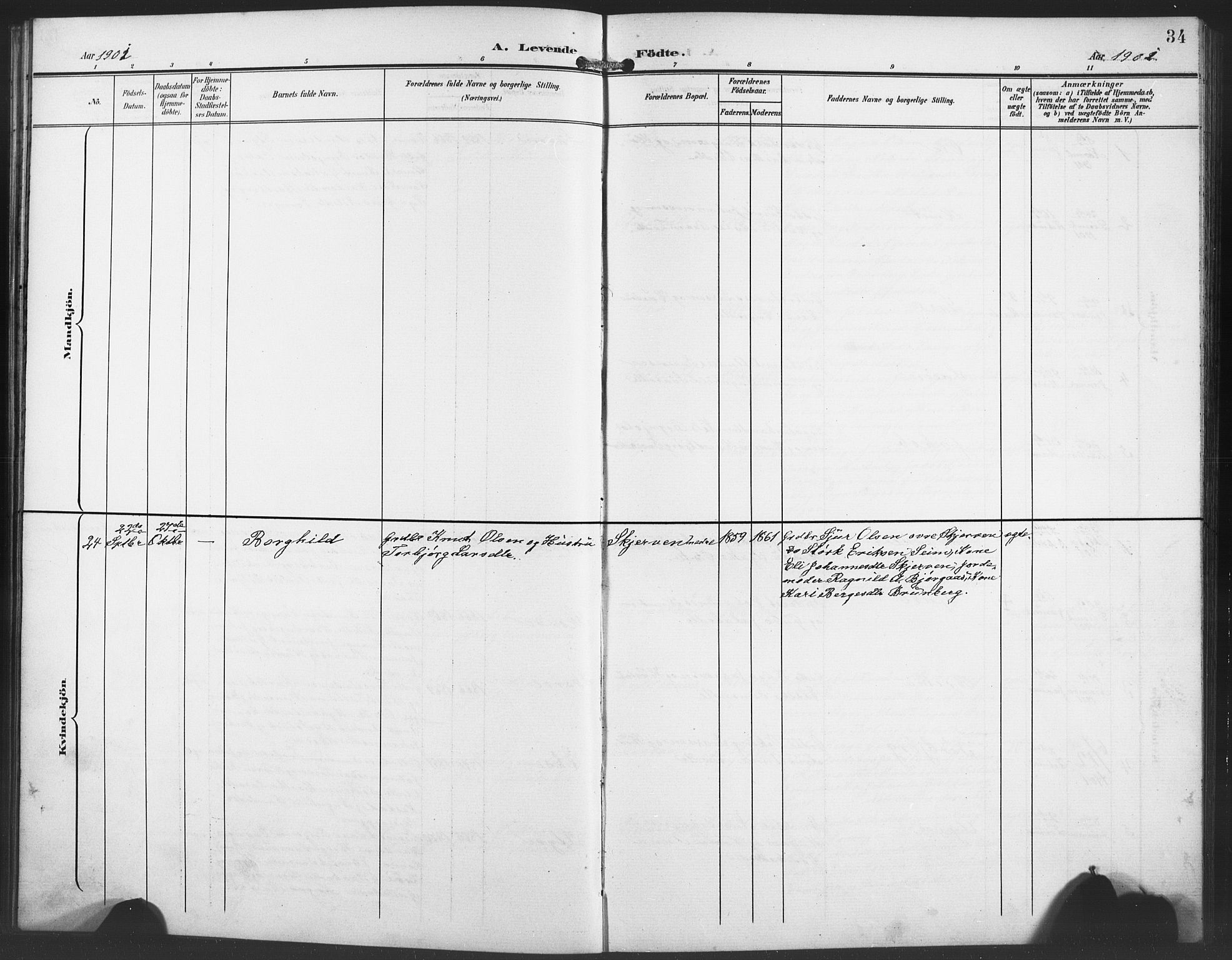 Evanger sokneprestembete, SAB/A-99924: Parish register (copy) no. A 5, 1897-1917, p. 34