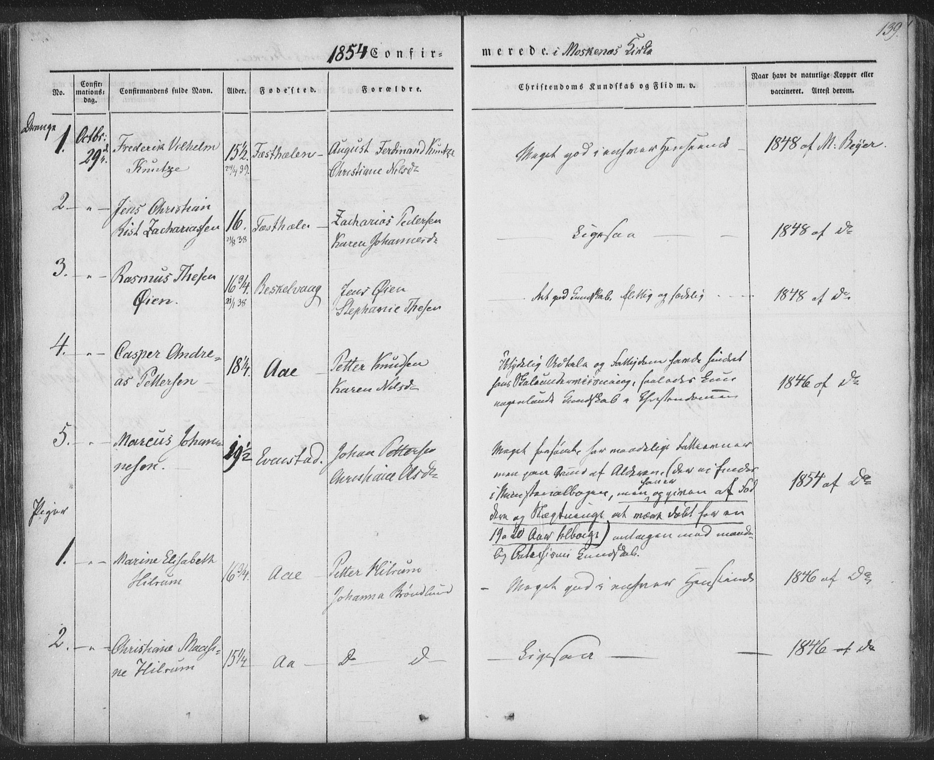 Ministerialprotokoller, klokkerbøker og fødselsregistre - Nordland, AV/SAT-A-1459/885/L1202: Parish register (official) no. 885A03, 1838-1859, p. 139