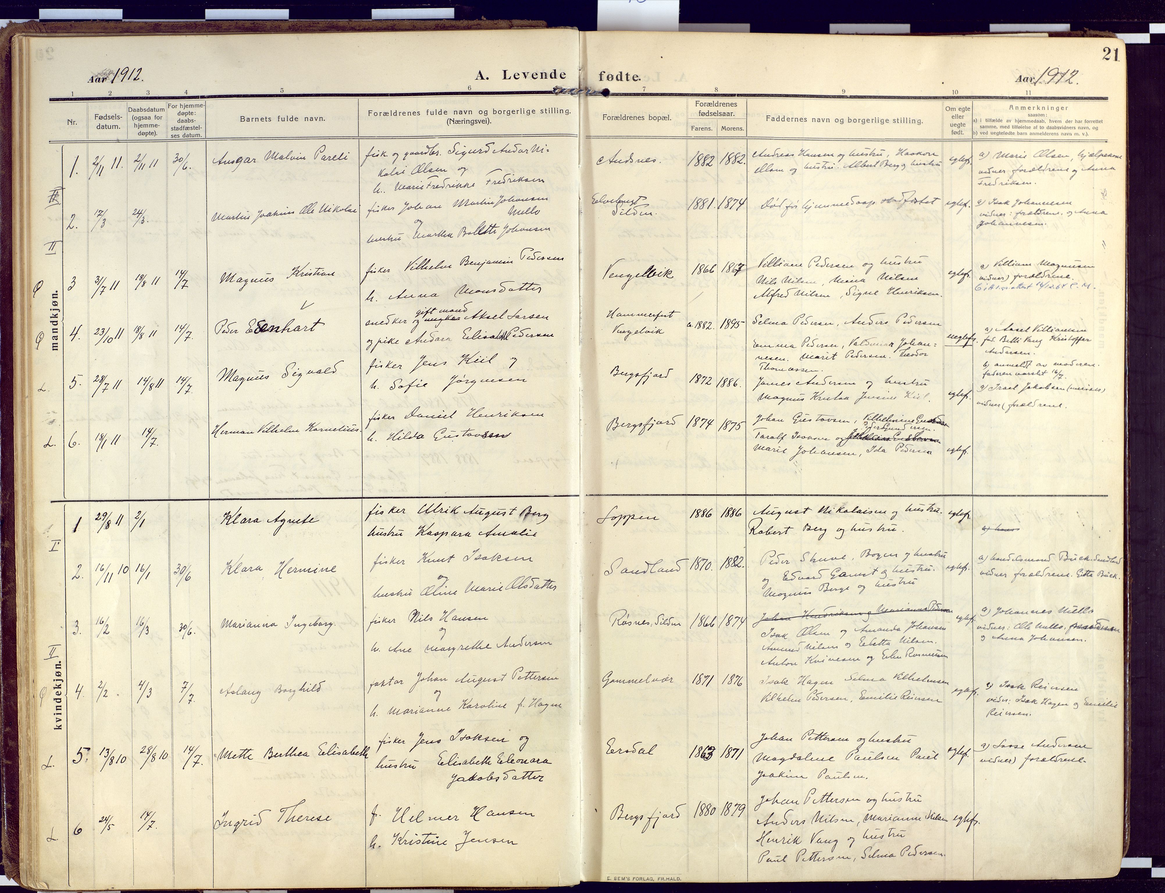 Loppa sokneprestkontor, SATØ/S-1339/H/Ha/L0011kirke: Parish register (official) no. 11, 1909-1919, p. 21