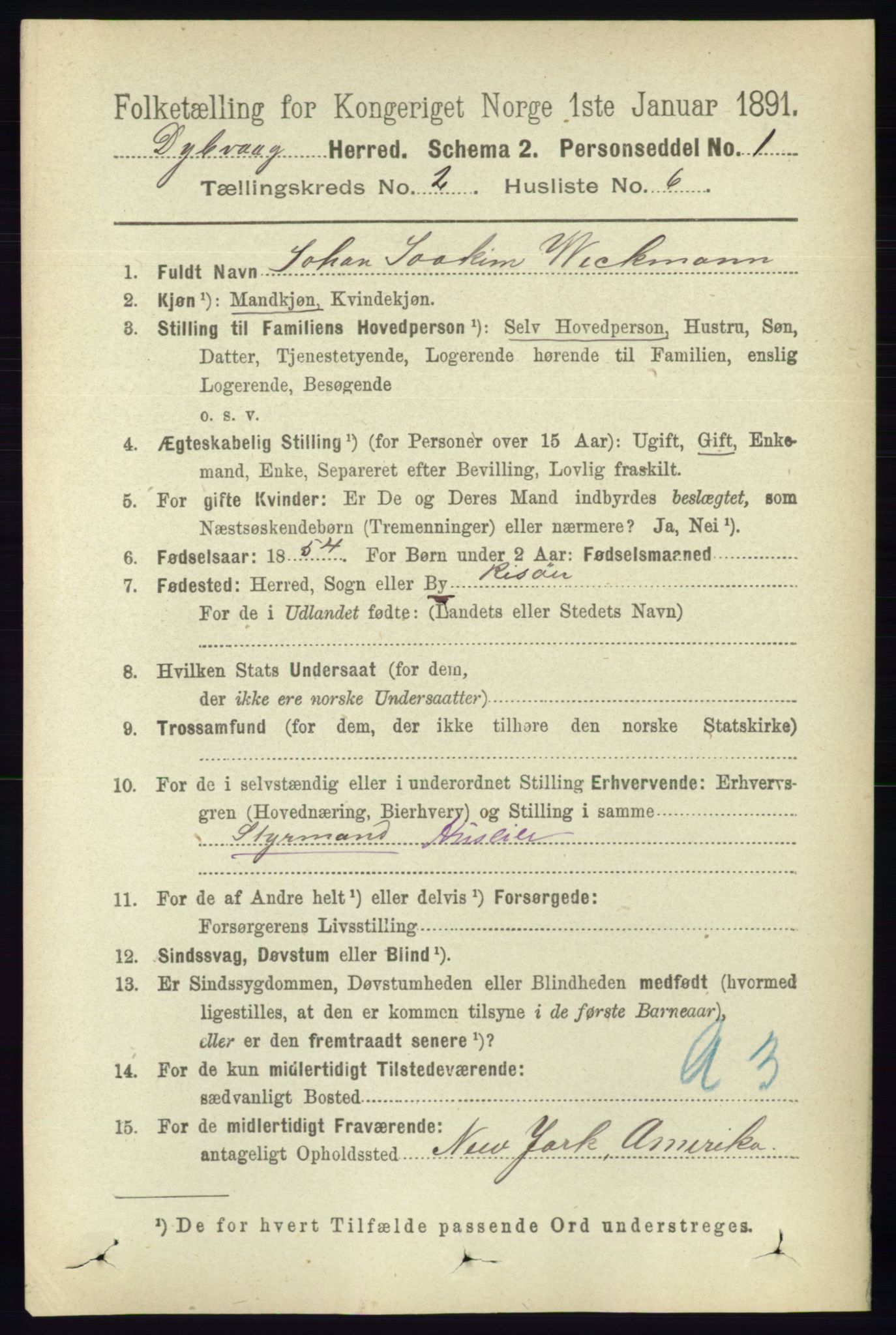 RA, 1891 census for 0915 Dypvåg, 1891, p. 549