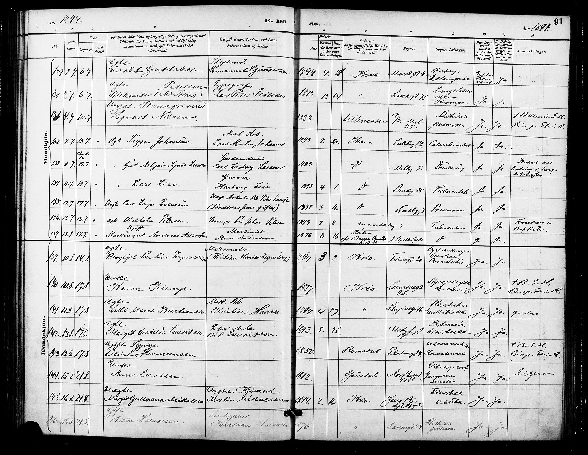 Grønland prestekontor Kirkebøker, AV/SAO-A-10848/F/Fa/L0010: Parish register (official) no. 10, 1891-1898, p. 91