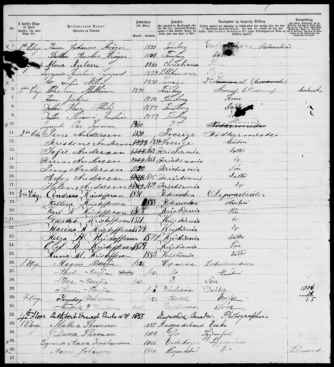 RA, 1885 census for 0301 Kristiania, 1885, p. 3911