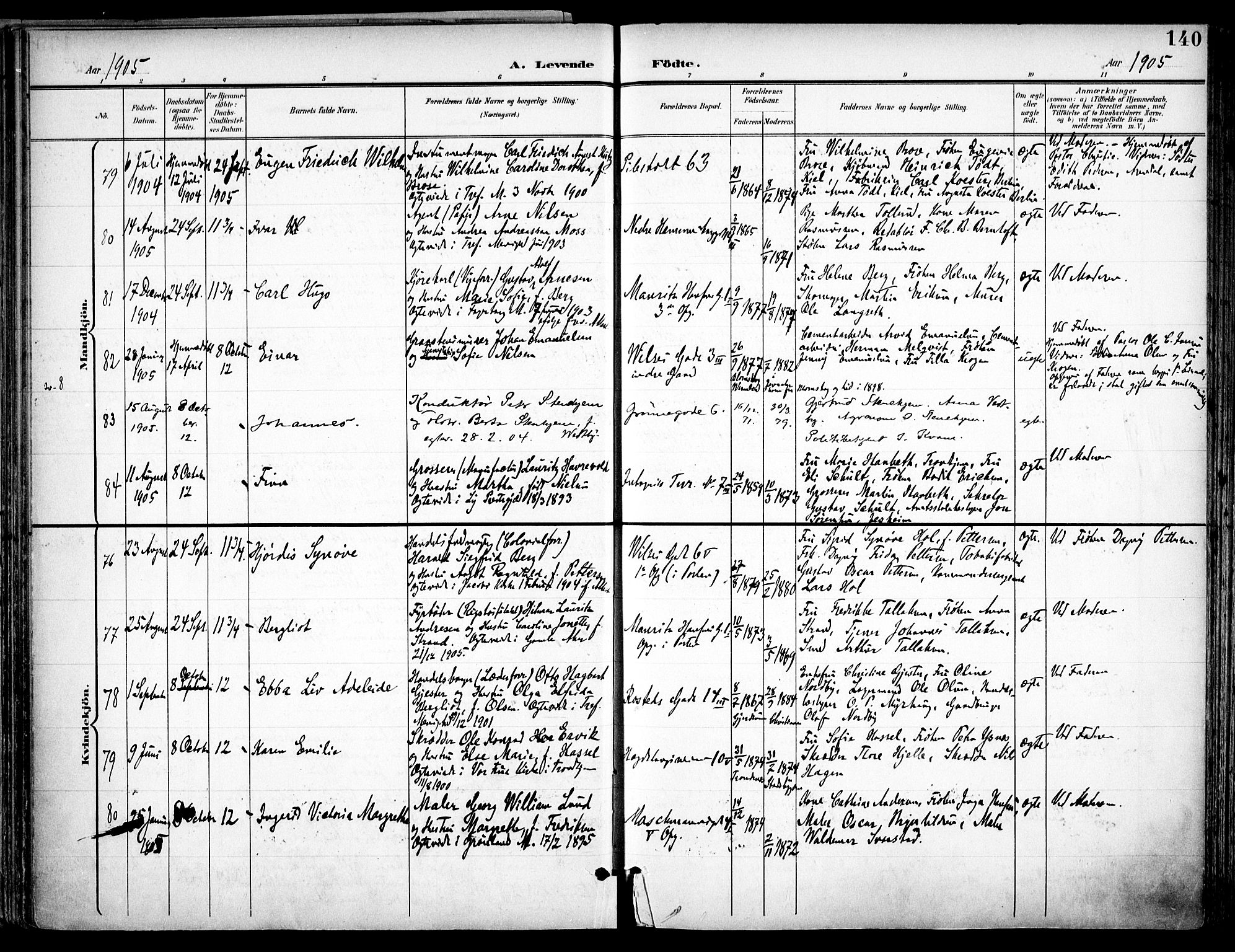 Trefoldighet prestekontor Kirkebøker, SAO/A-10882/F/Fa/L0007: Parish register (official) no. I 7, 1900-1914, p. 140