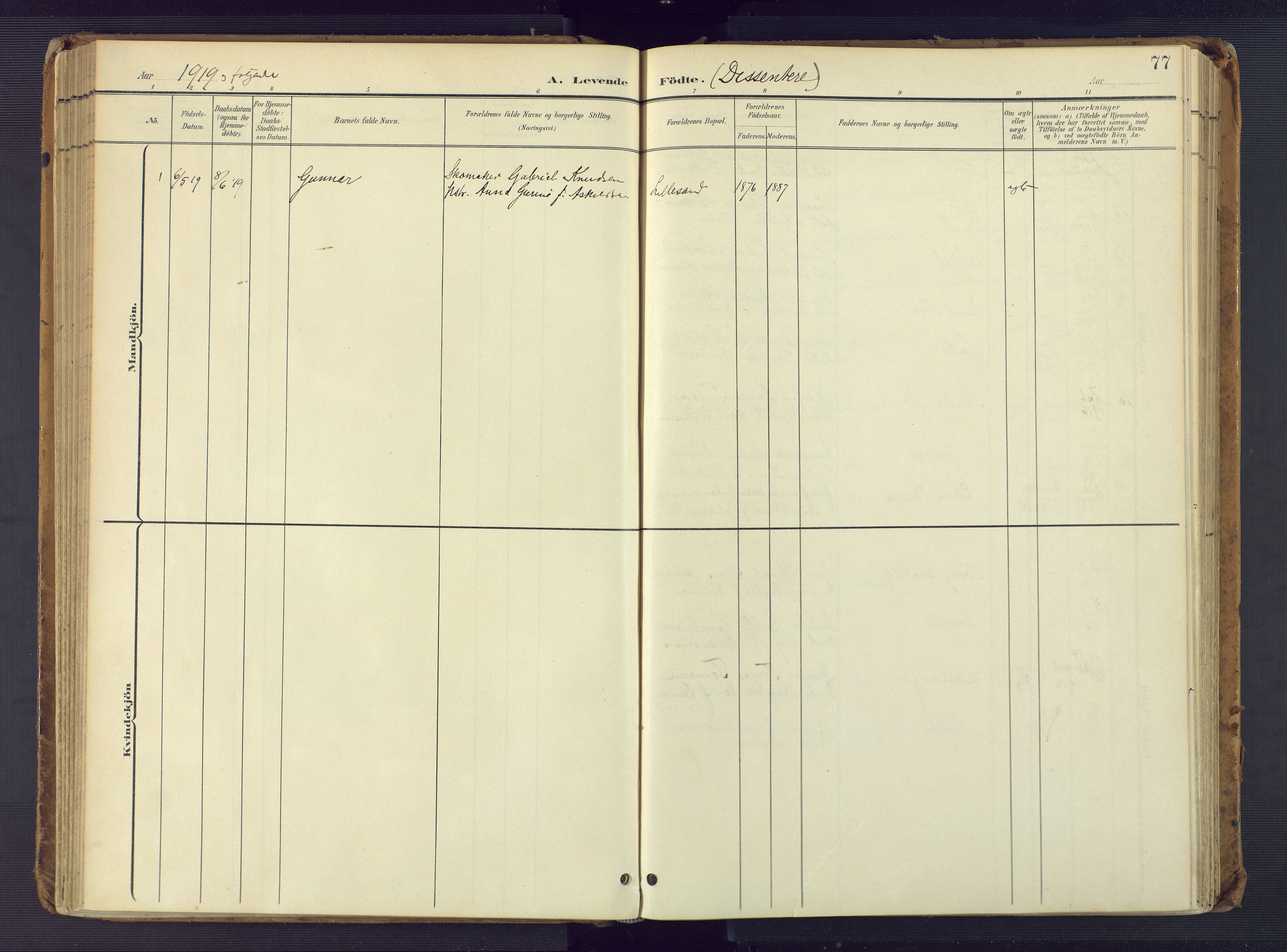 Vestre Moland sokneprestkontor, SAK/1111-0046/F/Fa/Faa/L0002: Parish register (official) no. A 2, 1900-1926, p. 77