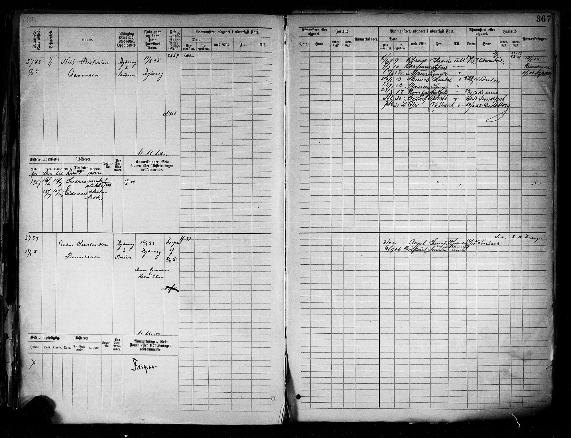 Tvedestrand mønstringskrets, AV/SAK-2031-0011/F/Fb/L0005: Hovedrulle A nr 3057-3817, R-6, 1890-1920, p. 376