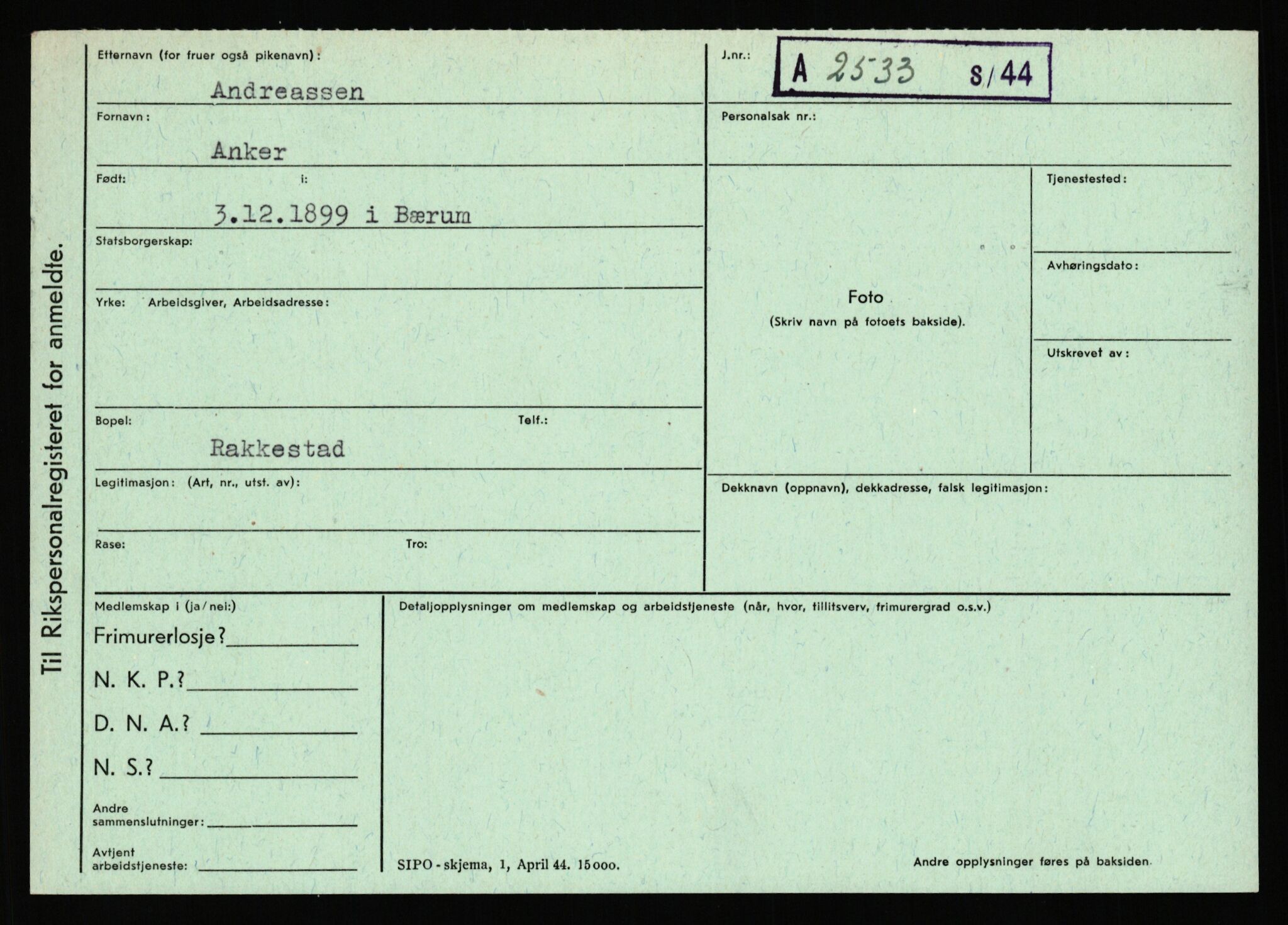 Statspolitiet - Hovedkontoret / Osloavdelingen, AV/RA-S-1329/C/Ca/L0001: Aabakken - Armann, 1943-1945, p. 3715