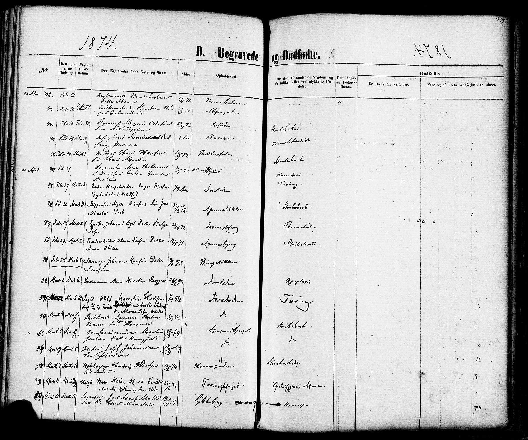 Fredrikstad domkirkes prestekontor Kirkebøker, AV/SAO-A-10906/F/Fa/L0001: Parish register (official) no. 1, 1871-1878, p. 337