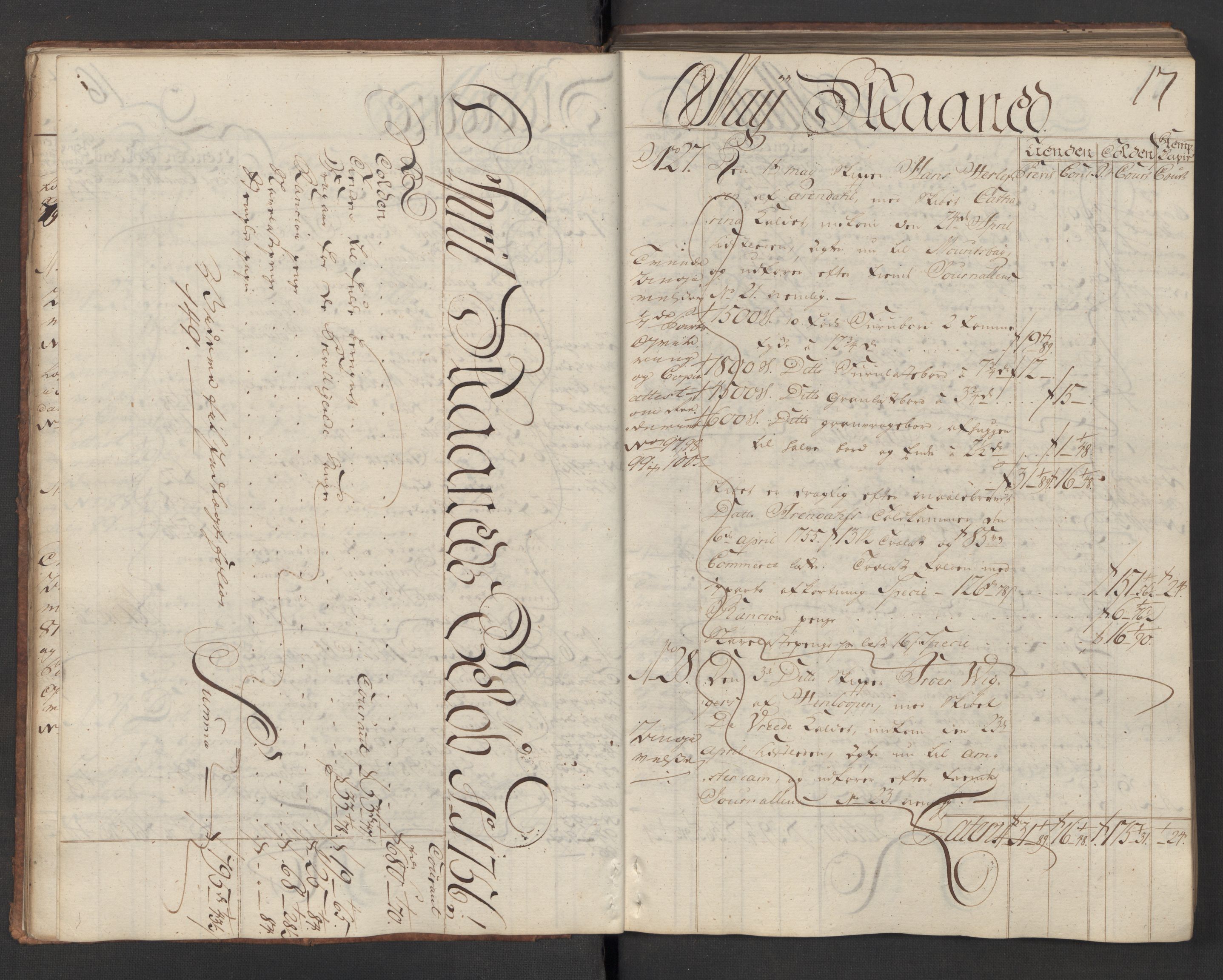 Generaltollkammeret, tollregnskaper, RA/EA-5490/R08/L0035/0001: Tollregnskaper Drammen / Utgående hovedtollbok, 1756, p. 16b-17a