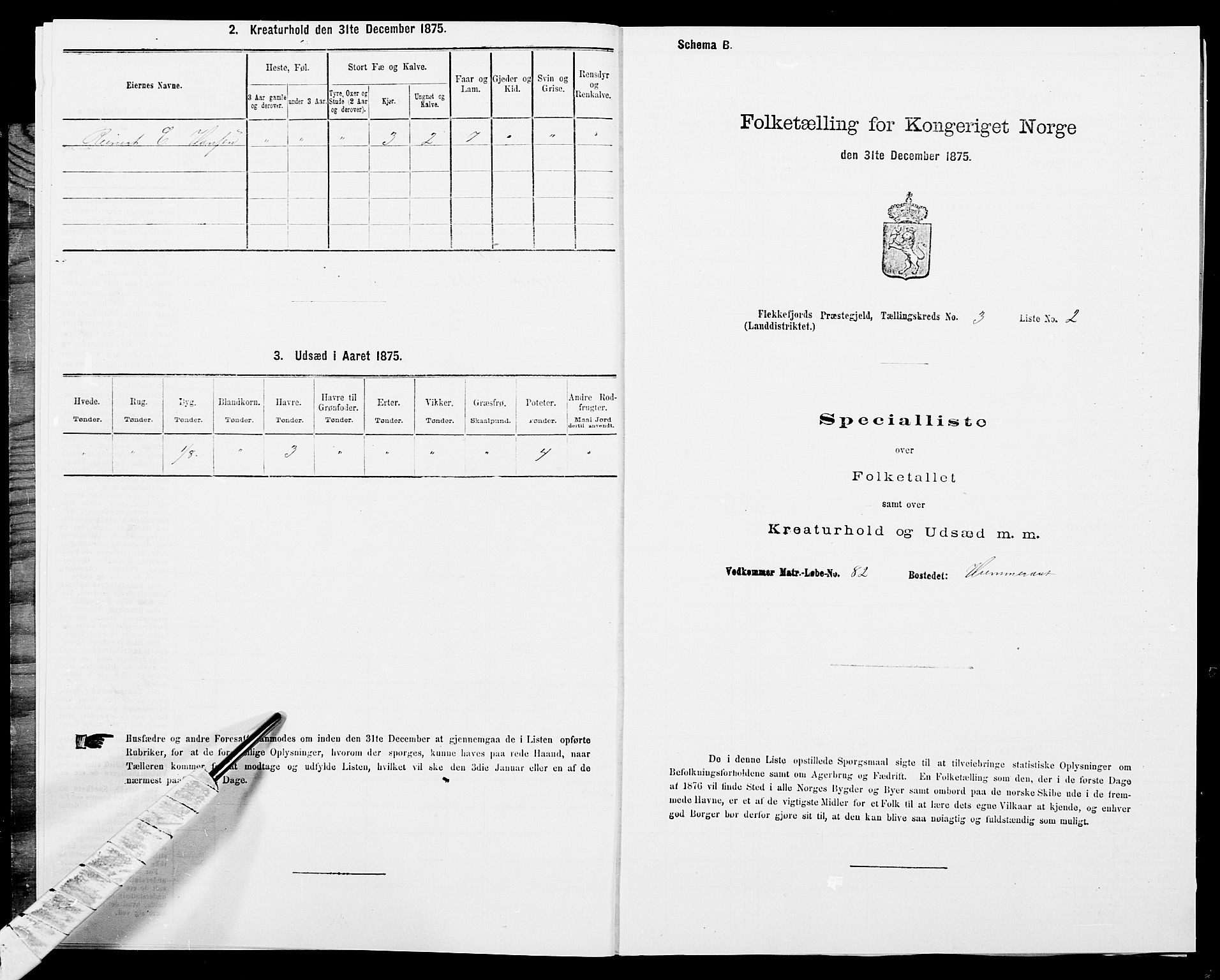 SAK, 1875 census for 1042L Flekkefjord/Nes og Hidra, 1875, p. 396