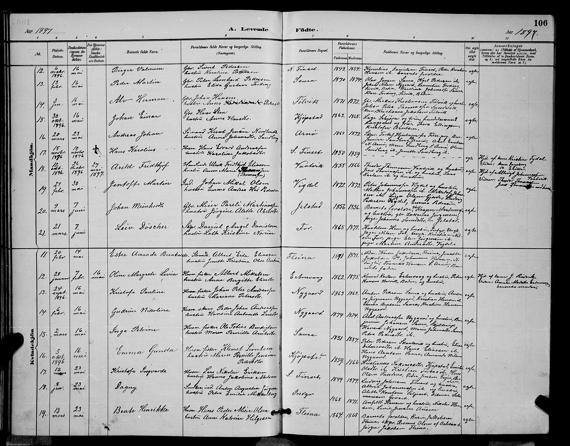 Ministerialprotokoller, klokkerbøker og fødselsregistre - Nordland, AV/SAT-A-1459/805/L0108: Parish register (copy) no. 805C04, 1885-1899, p. 106