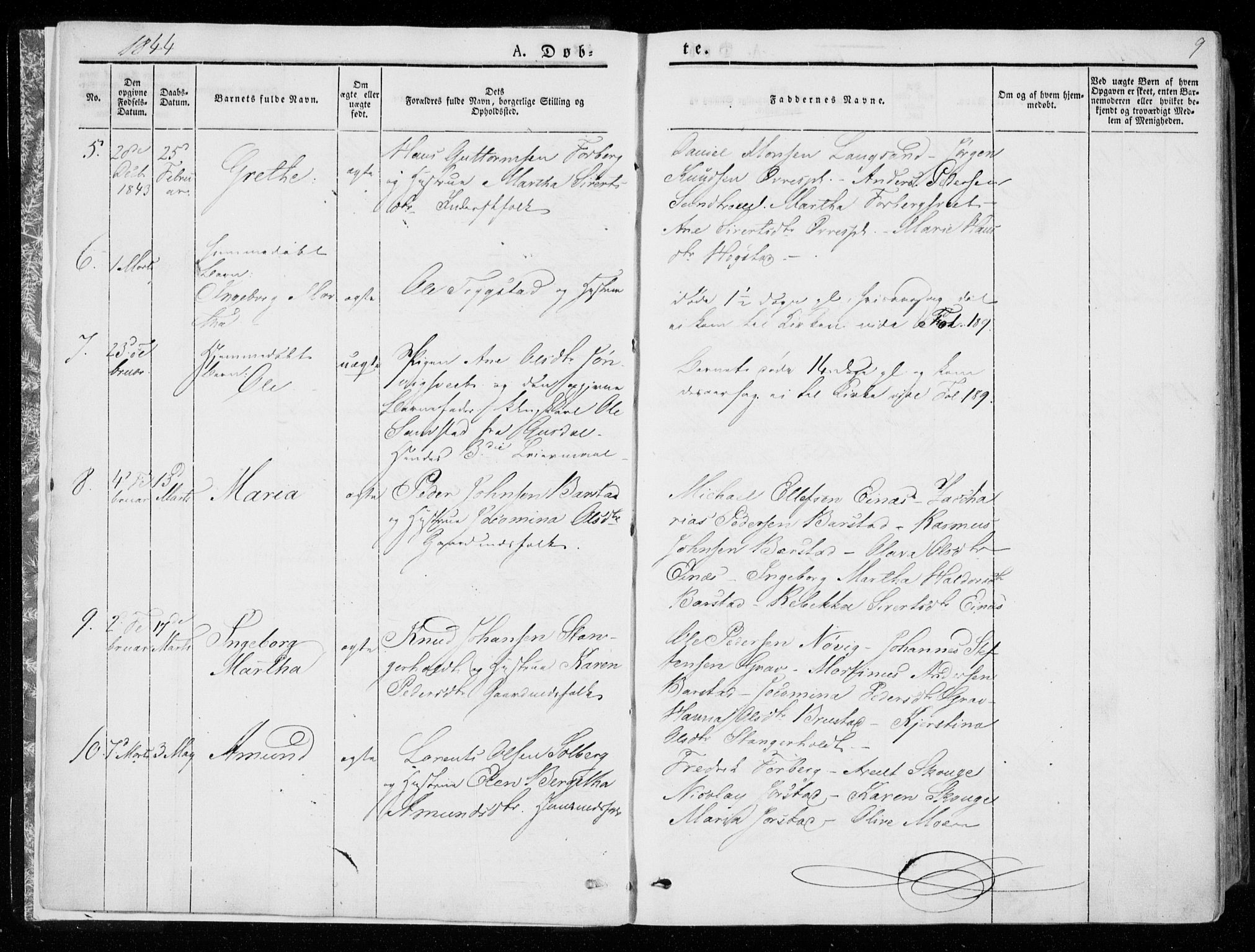 Ministerialprotokoller, klokkerbøker og fødselsregistre - Nord-Trøndelag, SAT/A-1458/722/L0218: Parish register (official) no. 722A05, 1843-1868, p. 9