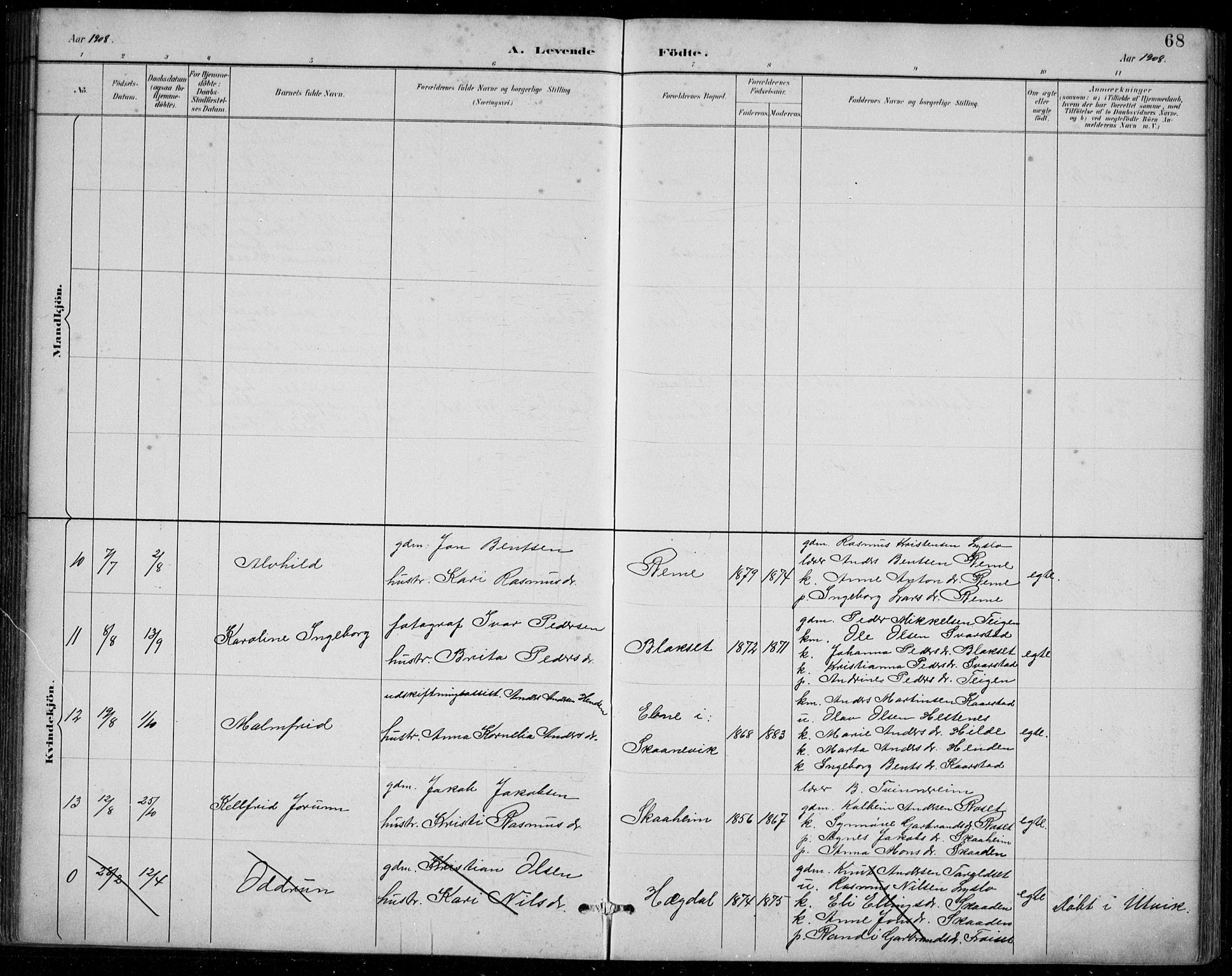 Innvik sokneprestembete, AV/SAB-A-80501: Parish register (copy) no. A 3, 1886-1912, p. 68