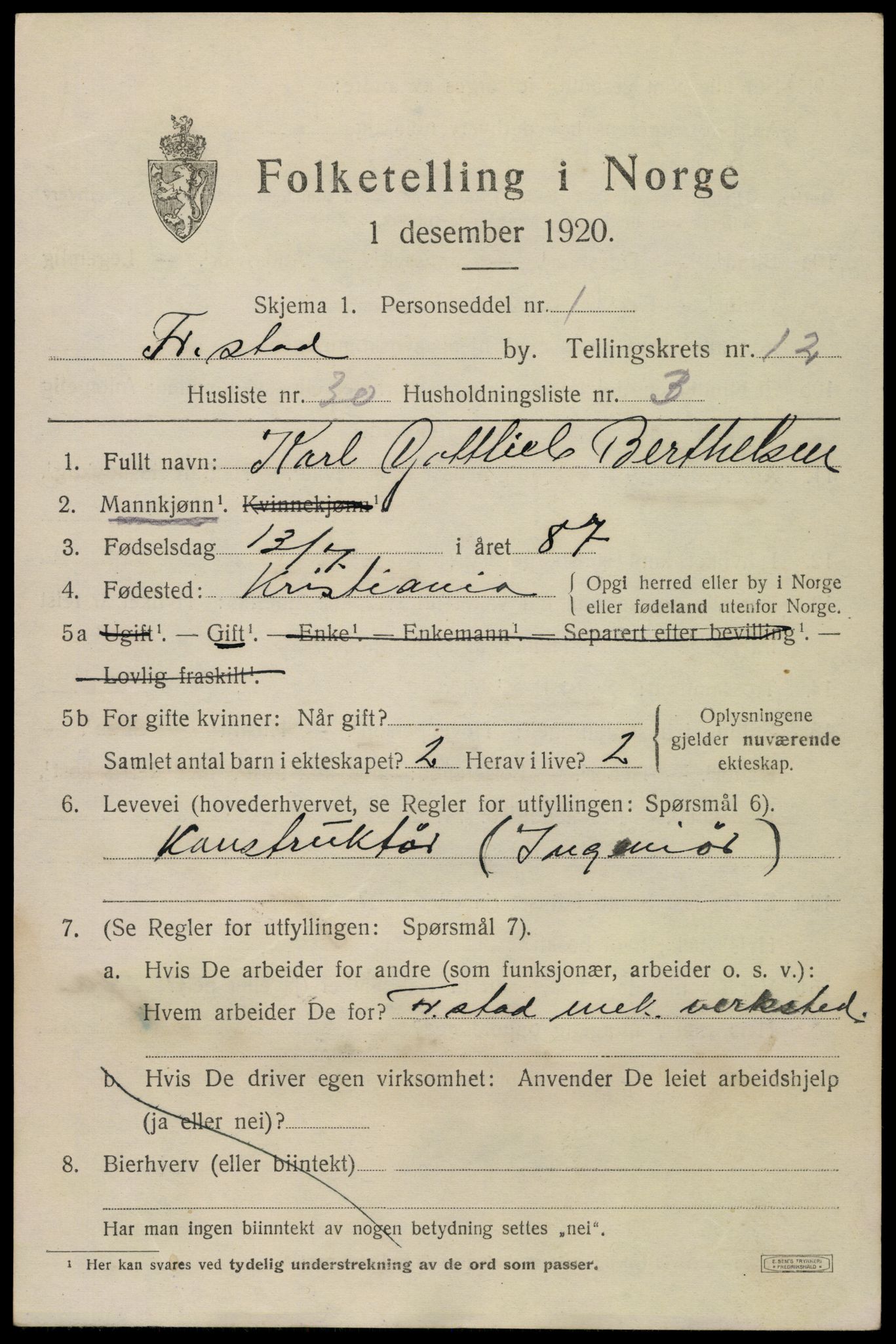 SAO, 1920 census for Fredrikstad, 1920, p. 31059