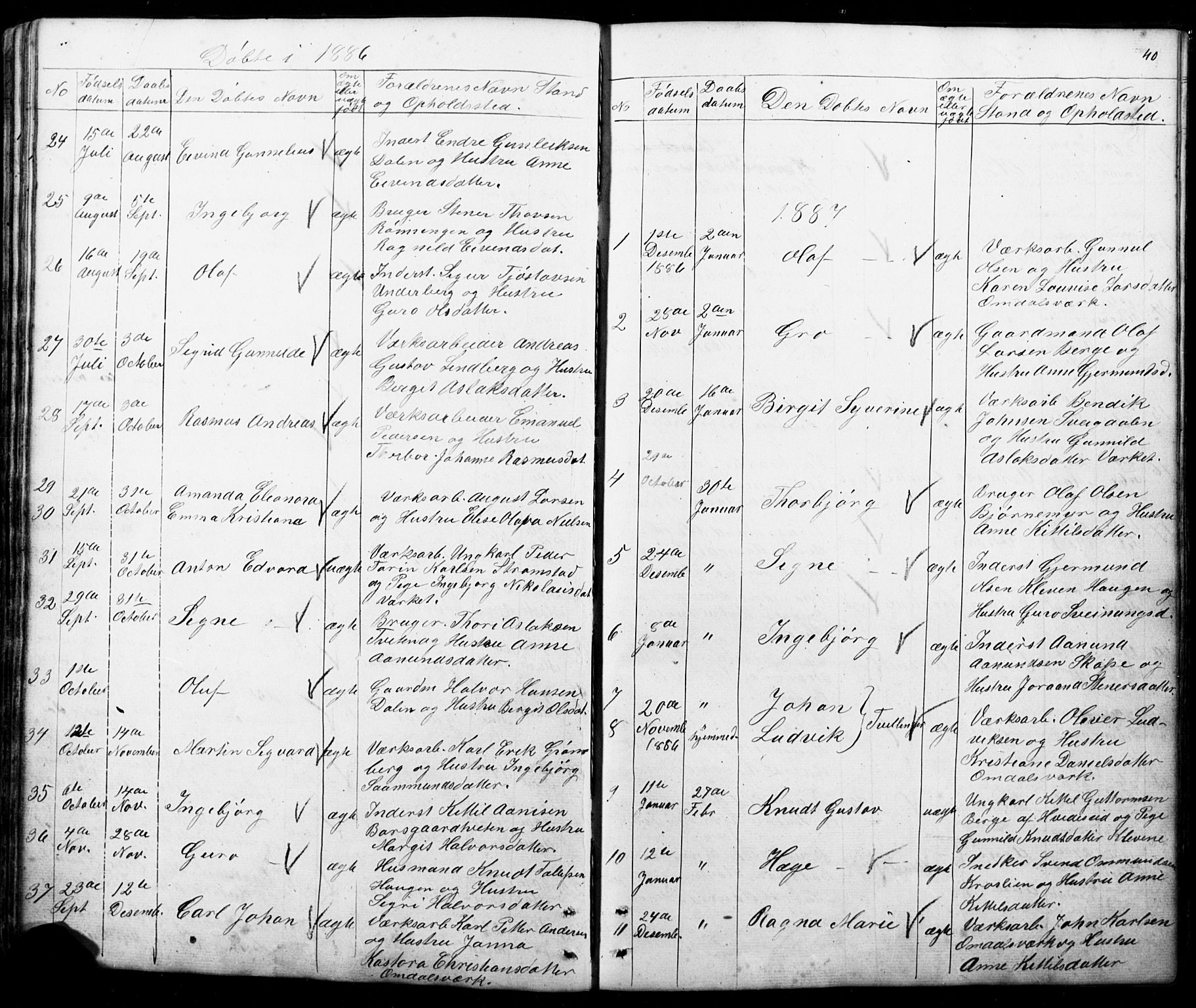 Mo kirkebøker, SAKO/A-286/G/Gb/L0002: Parish register (copy) no. II 2, 1851-1890, p. 40