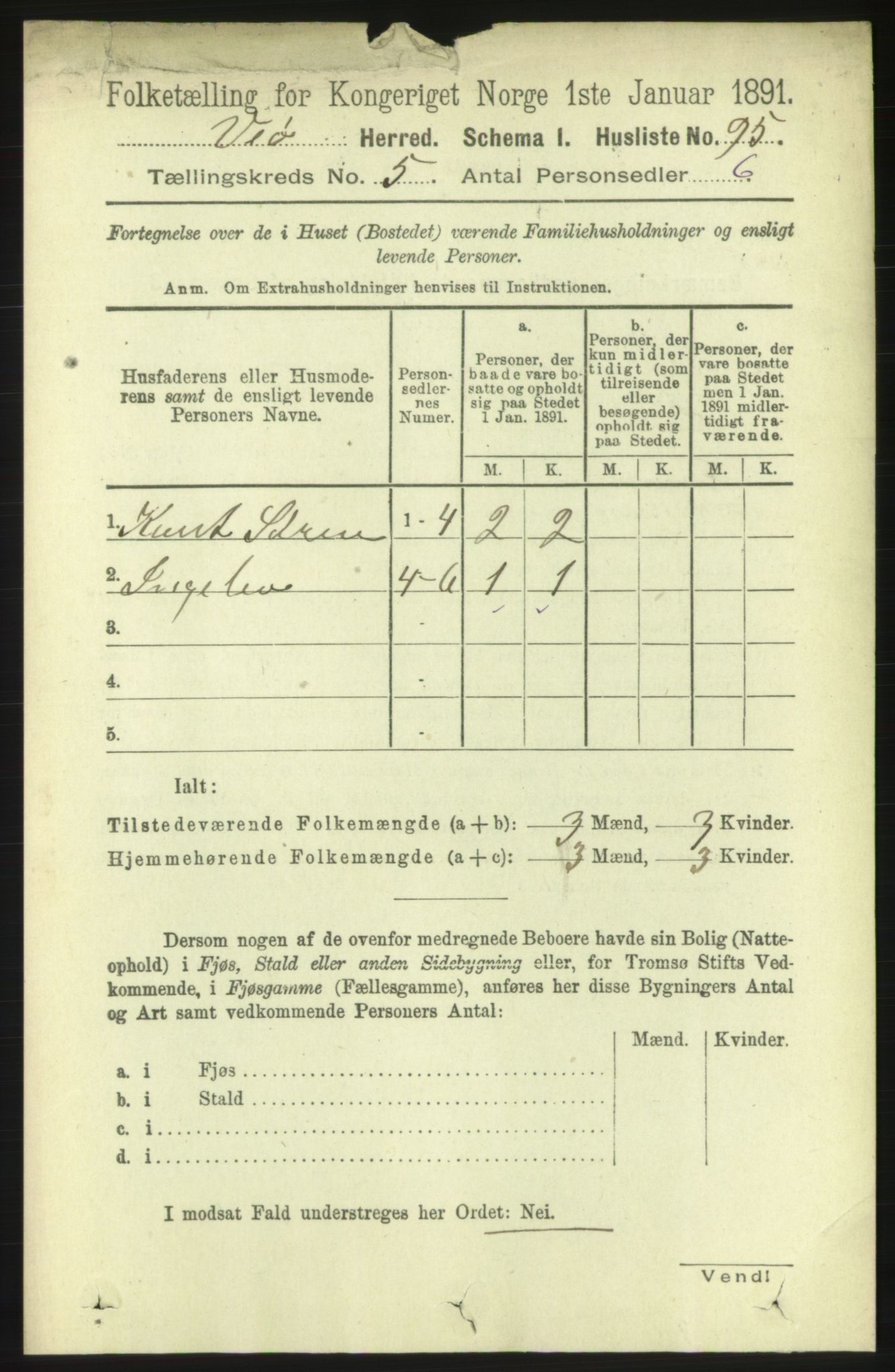 RA, 1891 census for 1541 Veøy, 1891, p. 2475