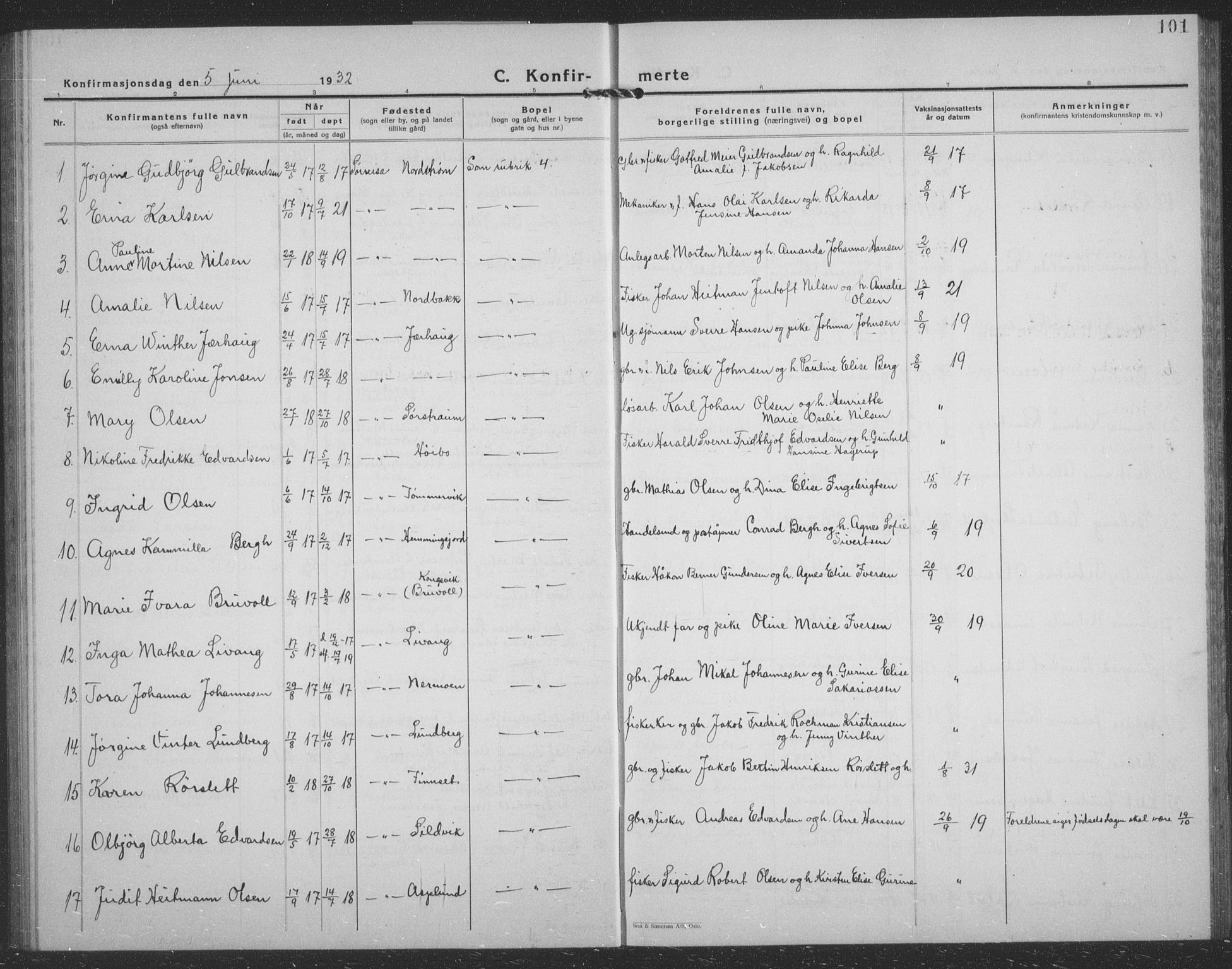 Tranøy sokneprestkontor, AV/SATØ-S-1313/I/Ia/Iab/L0024klokker: Parish register (copy) no. 24, 1929-1943, p. 101