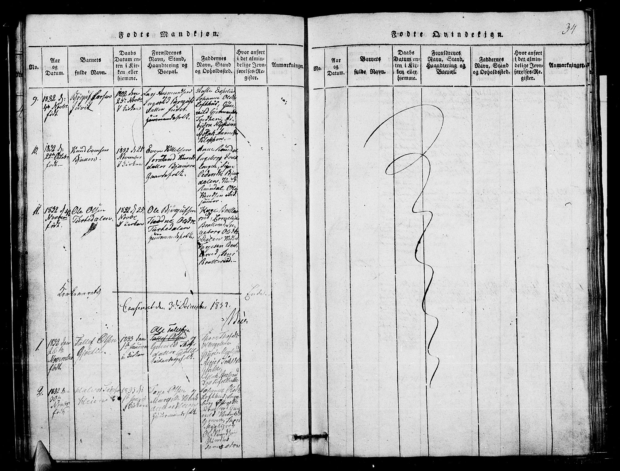 Lårdal kirkebøker, SAKO/A-284/G/Gb/L0001: Parish register (copy) no. II 1, 1815-1865, p. 34