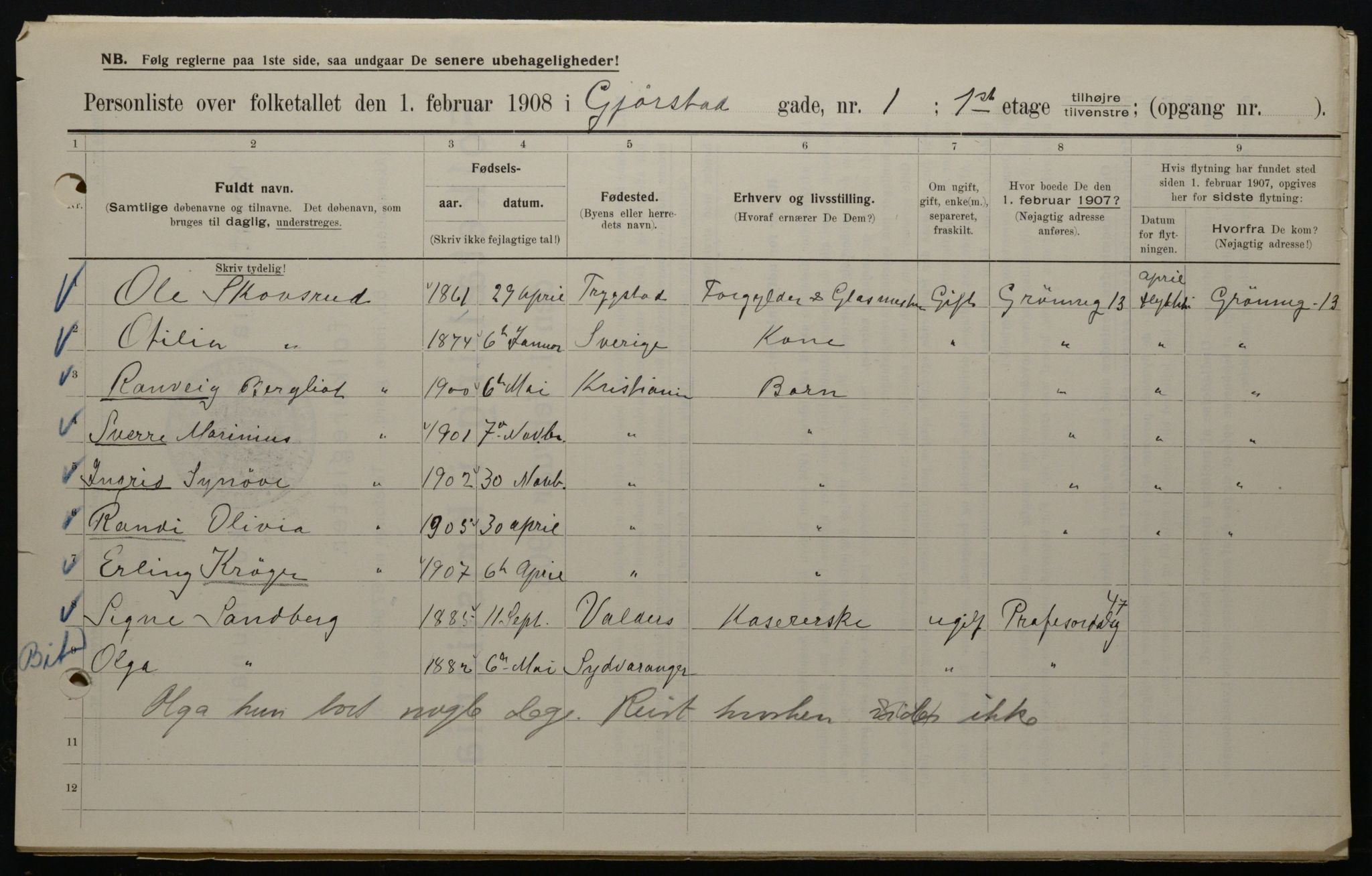 OBA, Municipal Census 1908 for Kristiania, 1908, p. 26362