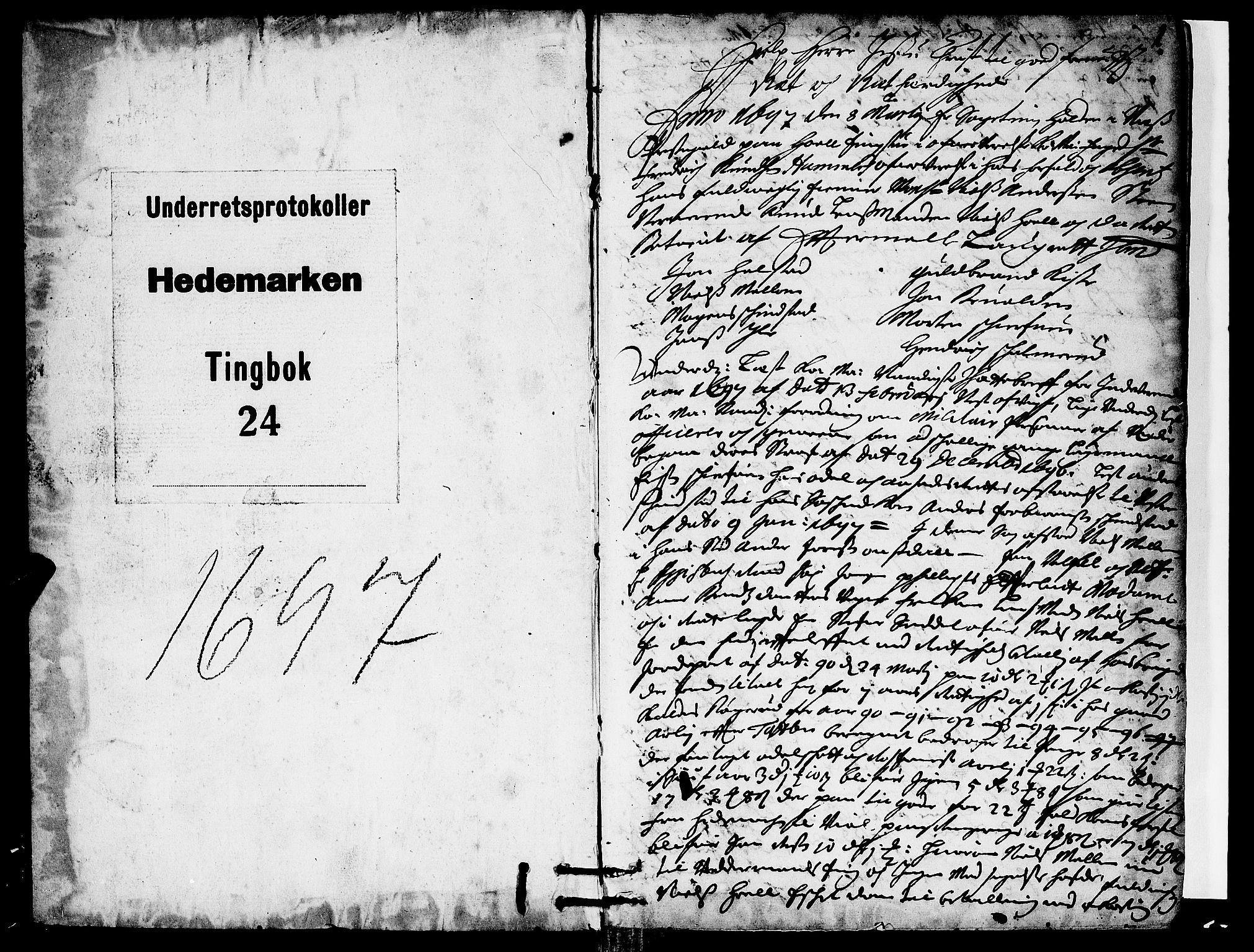 Hedemarken sorenskriveri, SAH/TING-034/G/Gb/L0025: Tingbok, 1697, p. 0b-1a