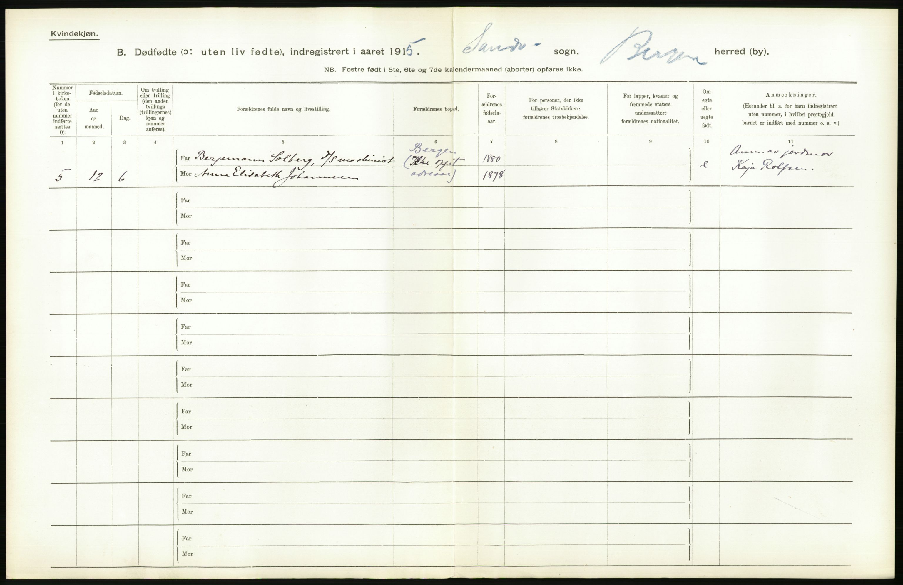 Statistisk sentralbyrå, Sosiodemografiske emner, Befolkning, RA/S-2228/D/Df/Dfb/Dfbe/L0034: Bergen: Gifte, døde, dødfødte., 1915, p. 702