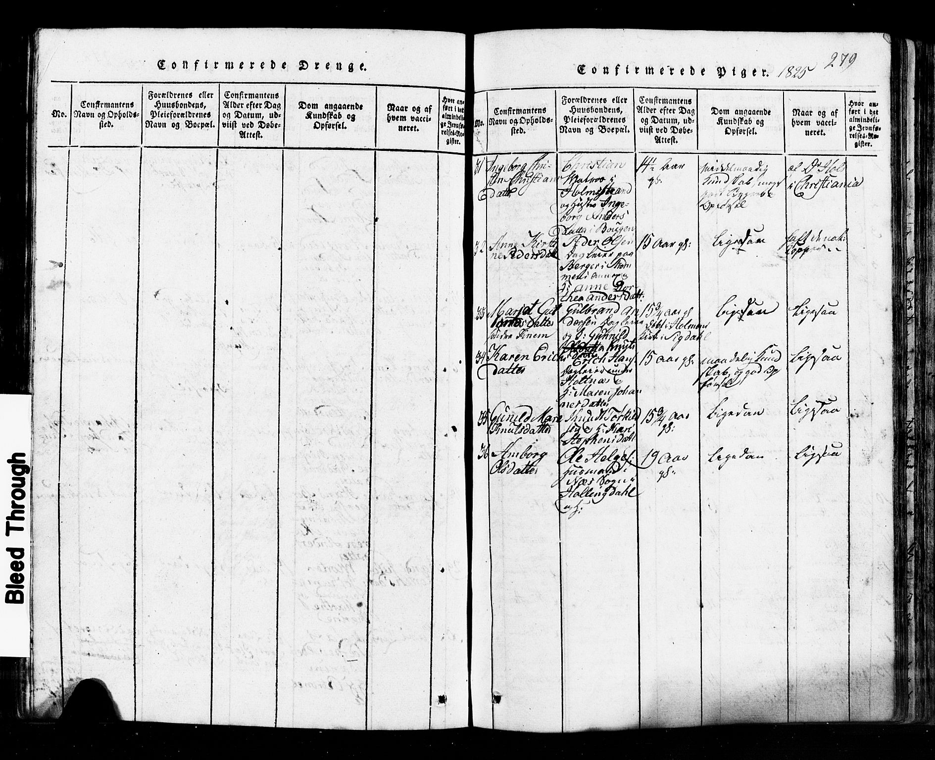 Hurum kirkebøker, AV/SAKO-A-229/G/Ga/L0001: Parish register (copy) no. I 1, 1816-1826, p. 279