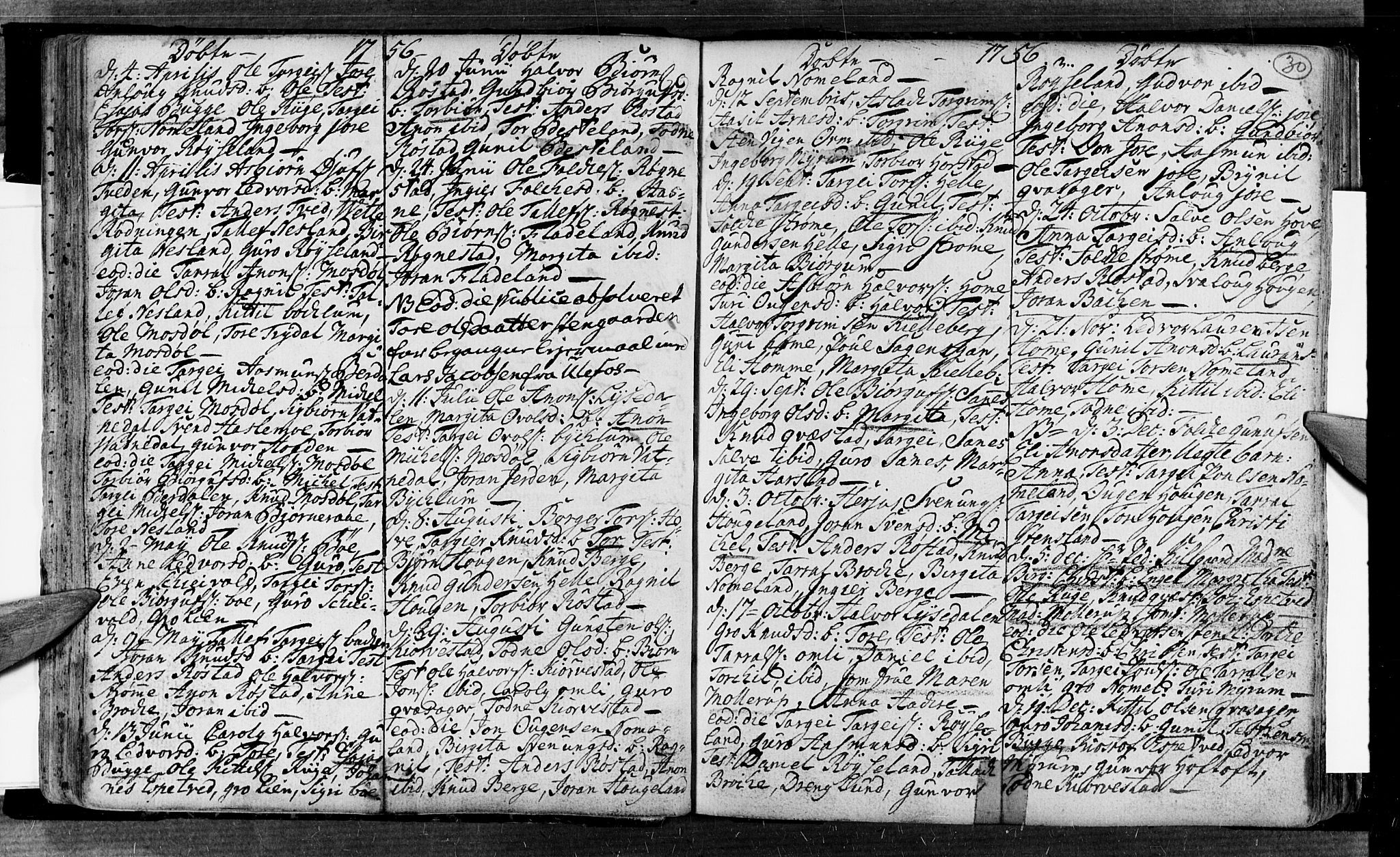 Valle sokneprestkontor, AV/SAK-1111-0044/F/Fa/Fac/L0002: Parish register (official) no. A 2, 1745-1776, p. 30