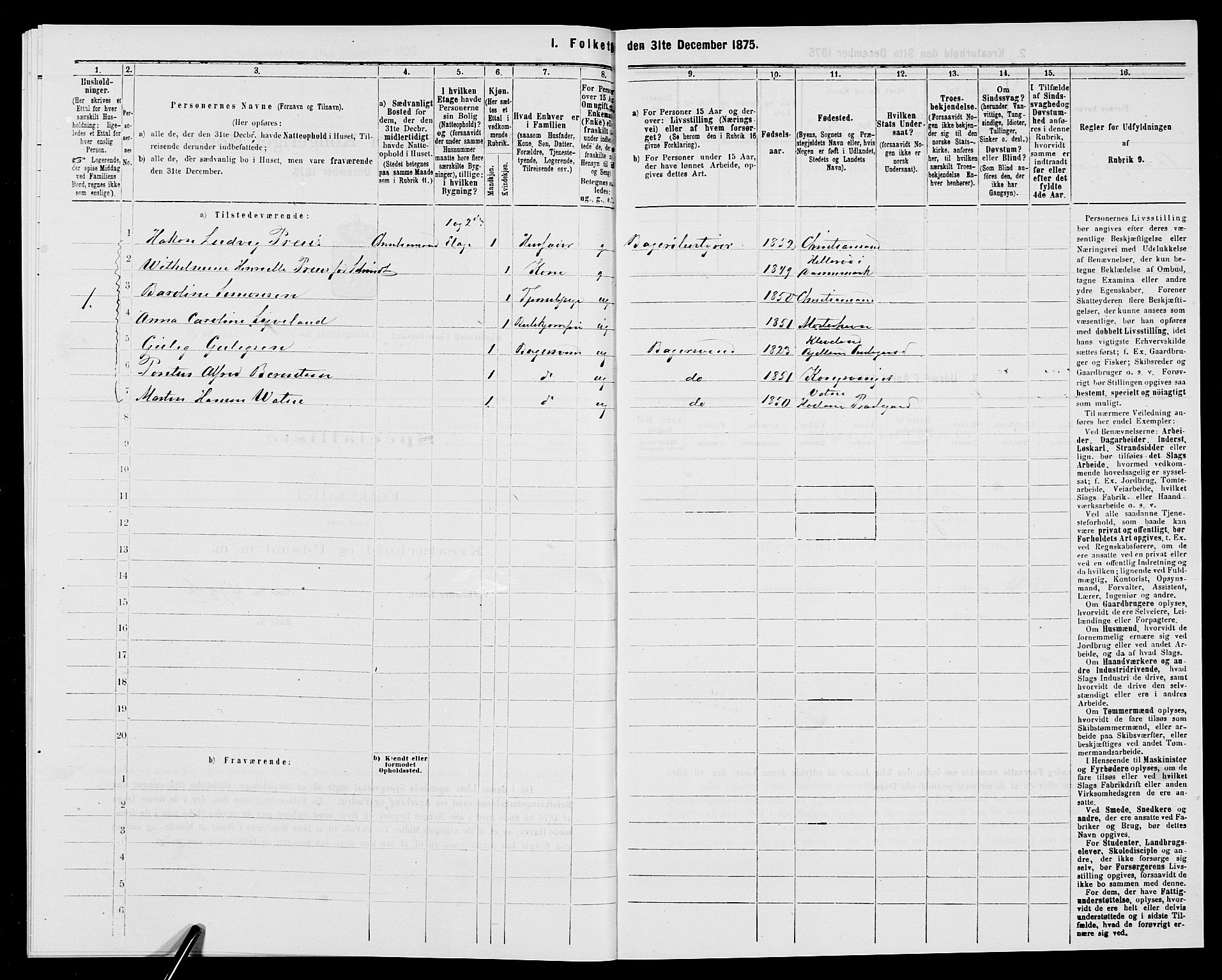 SAK, 1875 census for 1001P Kristiansand, 1875, p. 1941