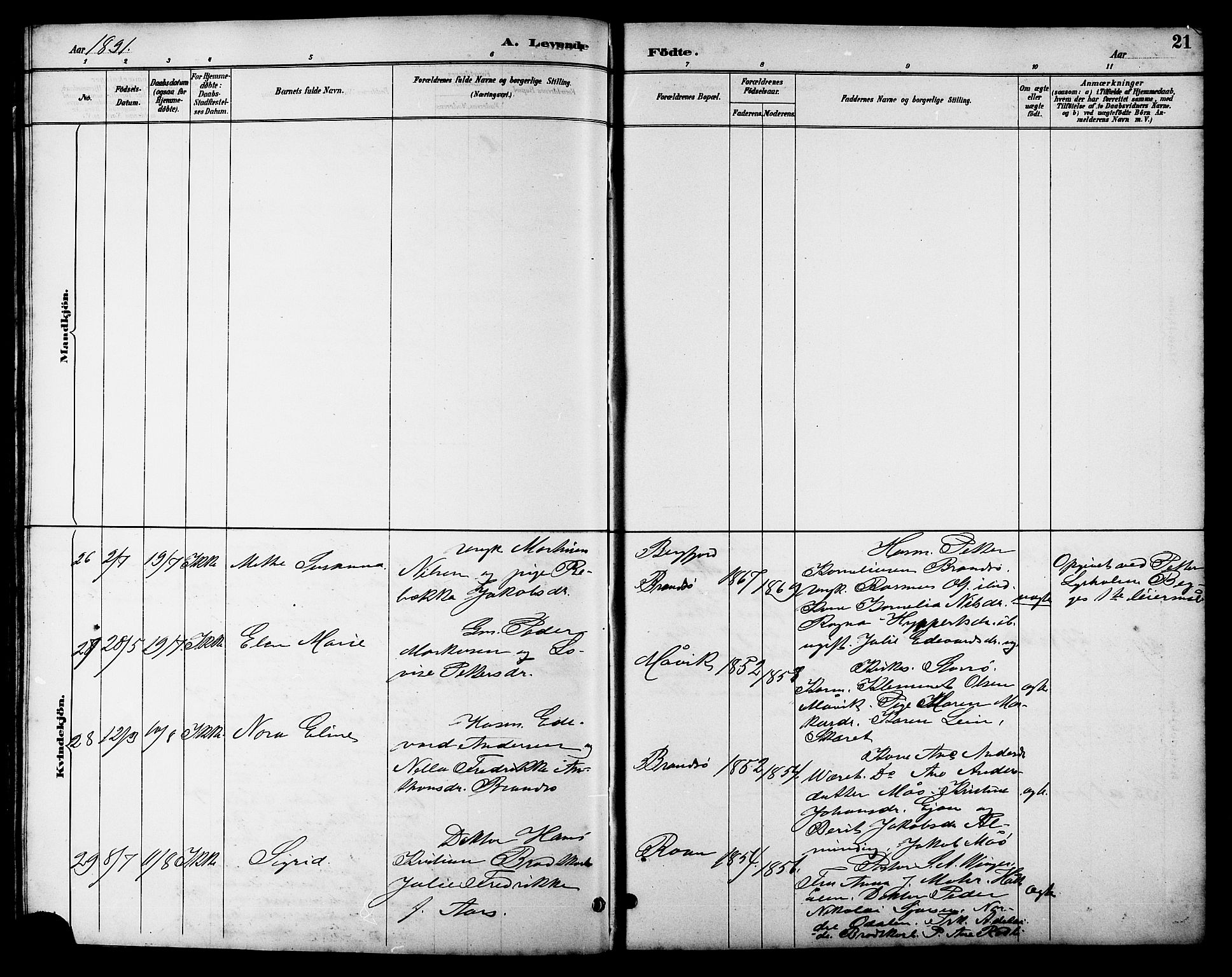 Ministerialprotokoller, klokkerbøker og fødselsregistre - Sør-Trøndelag, AV/SAT-A-1456/657/L0716: Parish register (copy) no. 657C03, 1889-1904, p. 21