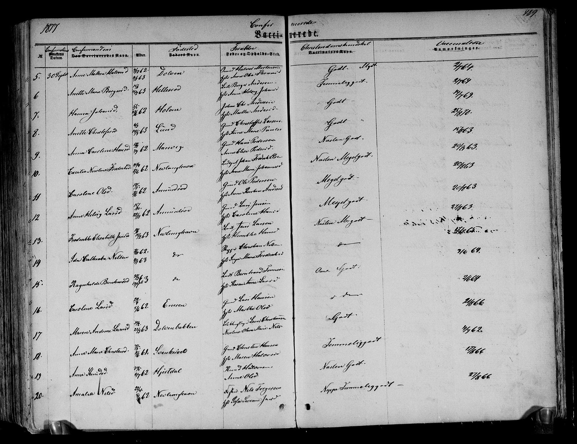 Brunlanes kirkebøker, SAKO/A-342/F/Fa/L0005: Parish register (official) no. I 5, 1862-1877, p. 489
