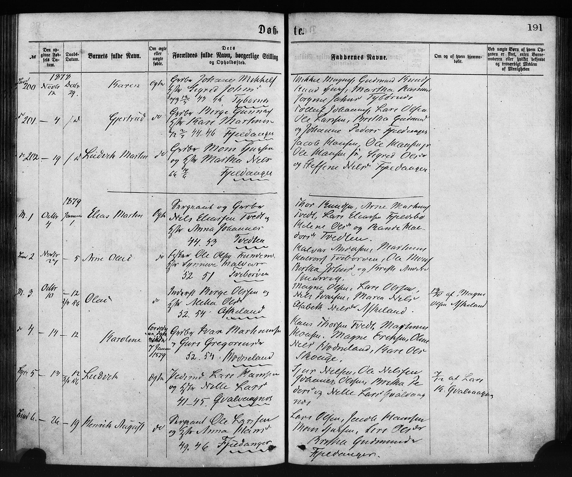 Lindås Sokneprestembete, SAB/A-76701/H/Haa: Parish register (official) no. A 18, 1869-1885, p. 191
