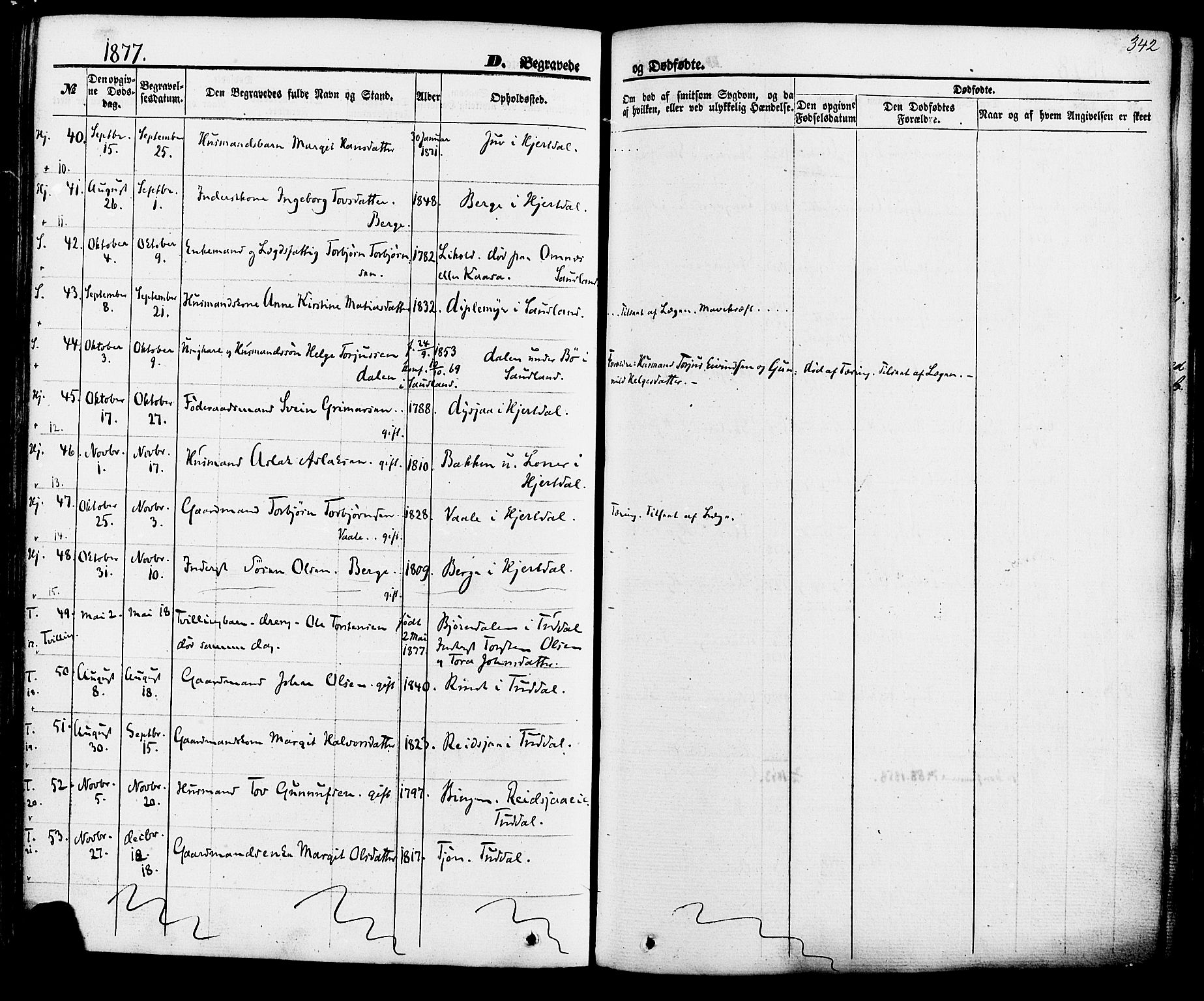 Hjartdal kirkebøker, SAKO/A-270/F/Fa/L0009: Parish register (official) no. I 9, 1860-1879, p. 342