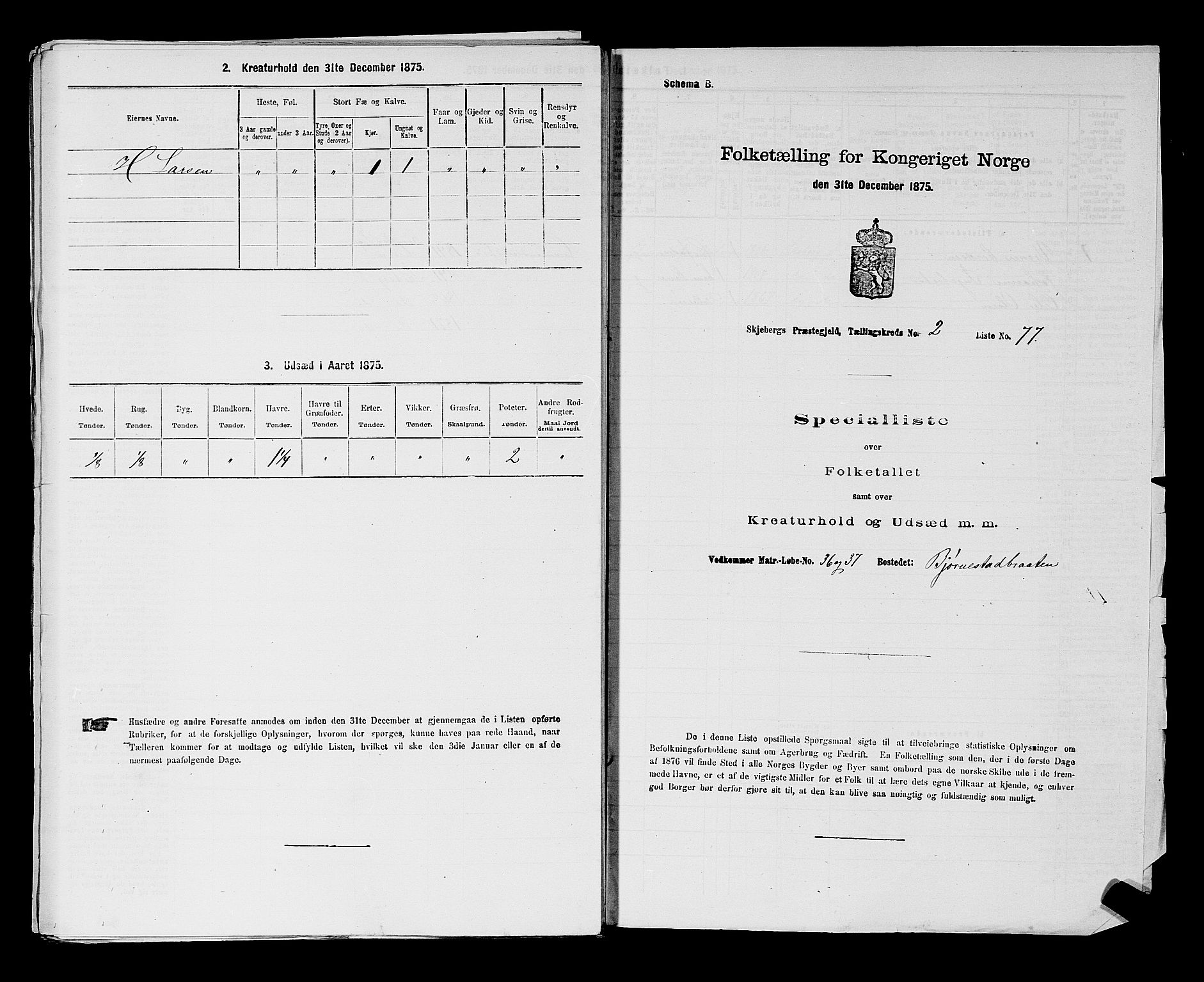 RA, 1875 census for 0115P Skjeberg, 1875, p. 380